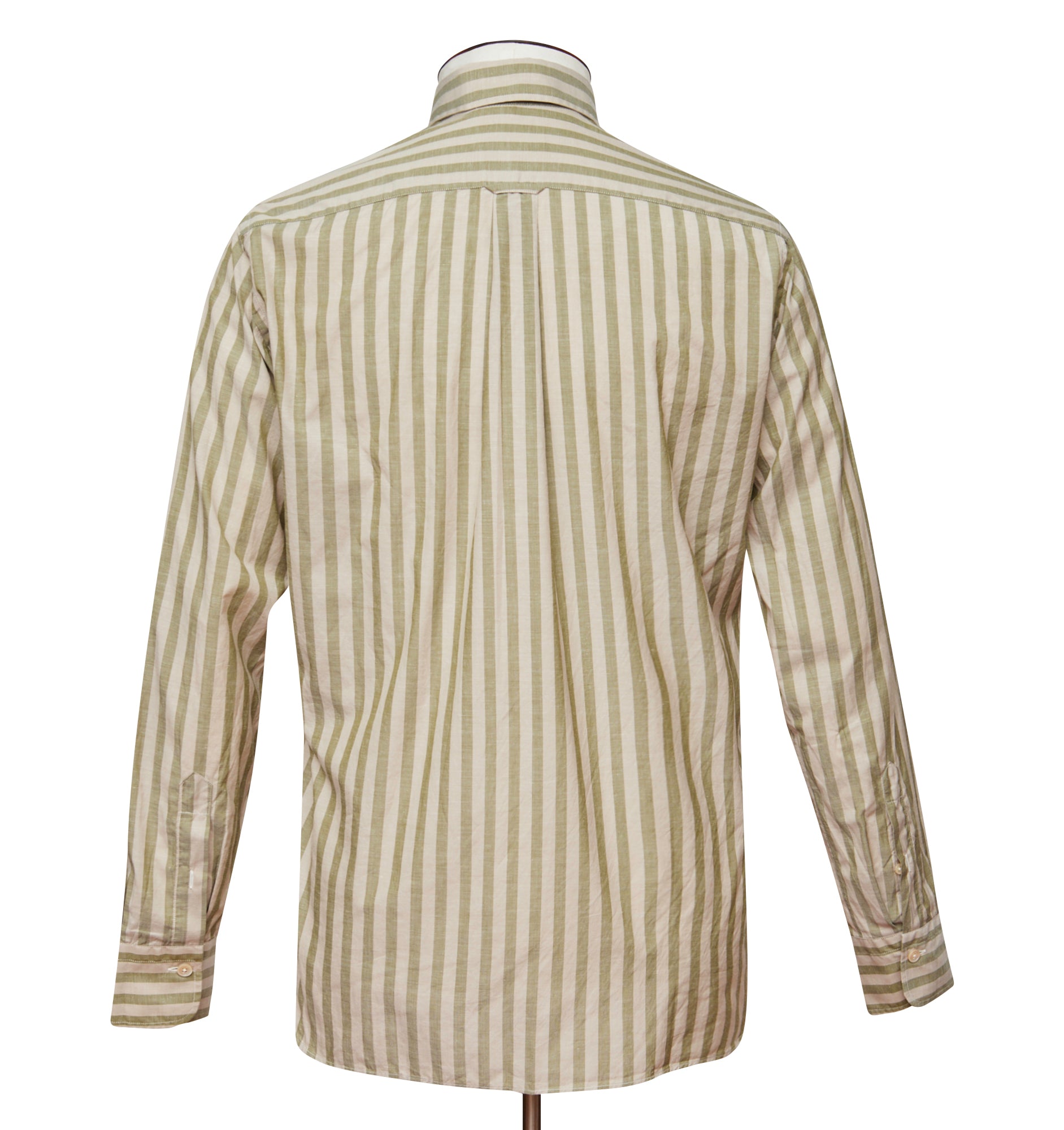 Button Down Shirt - Soft Beige and Olive Stripe LUCKY LAST