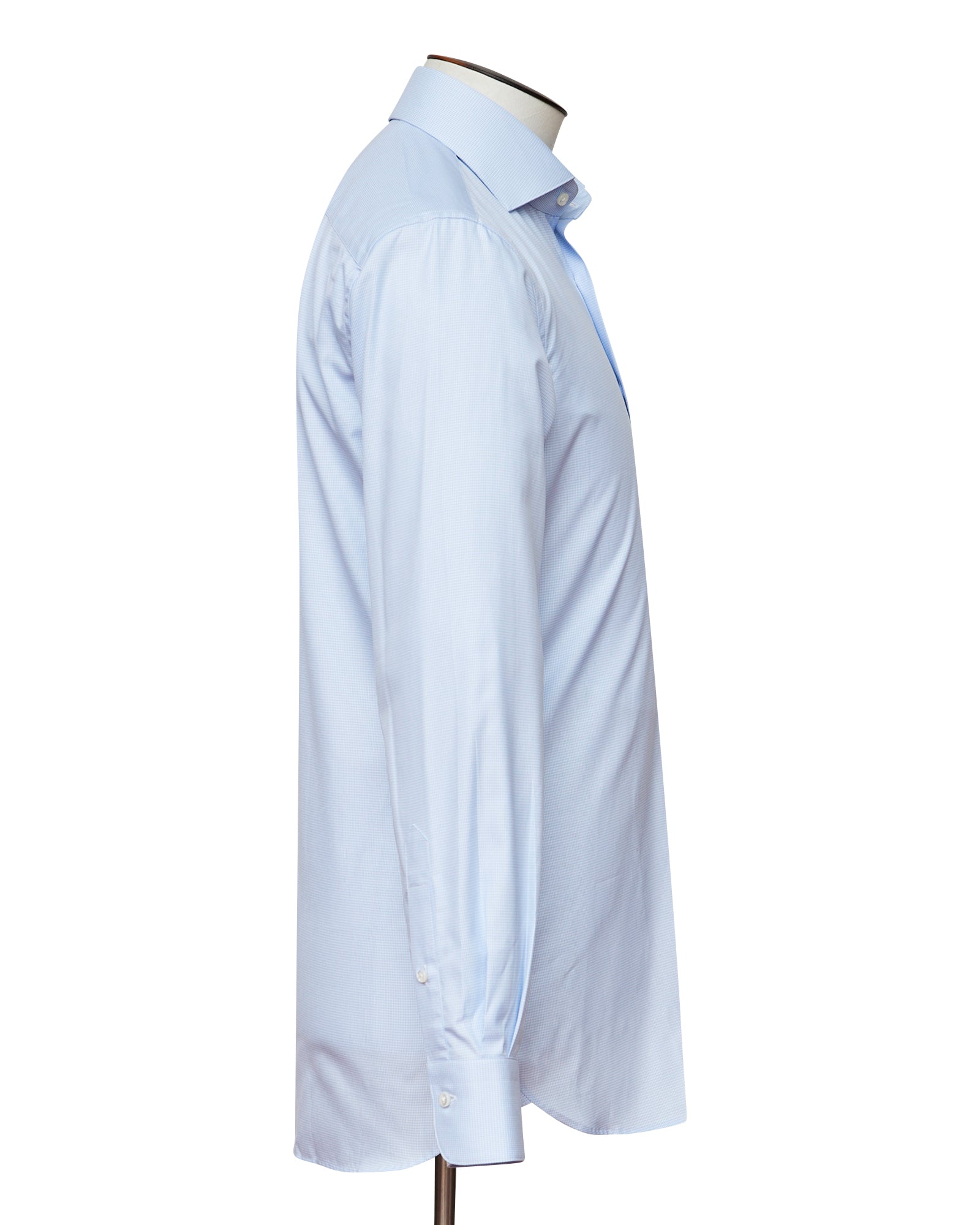 Cutaway Collar Shirt - Light Blue Houndstooth