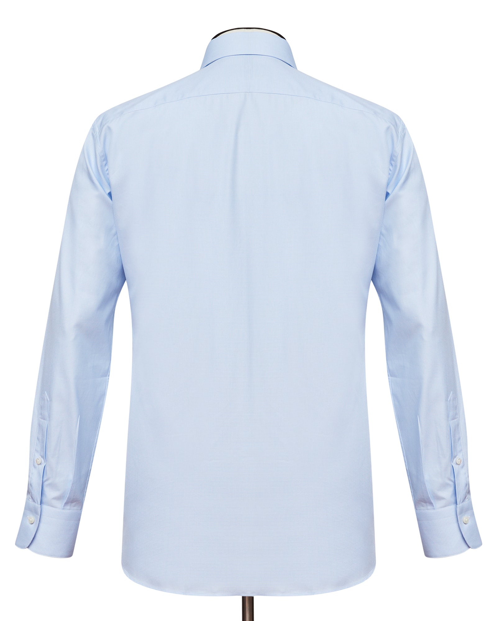 Cutaway Collar Shirt - Light Blue Houndstooth