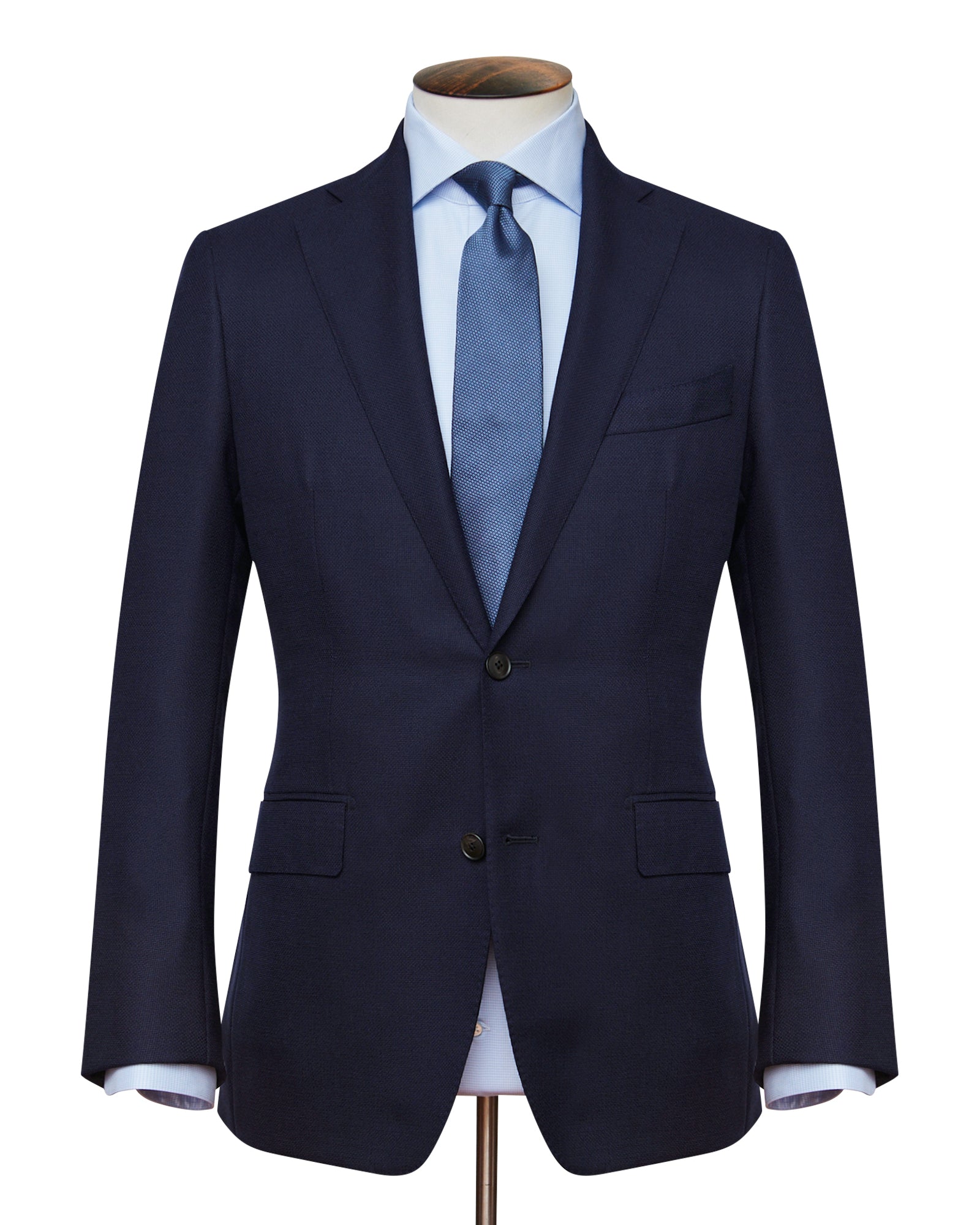 Cutaway Collar Shirt - Light Blue Houndstooth