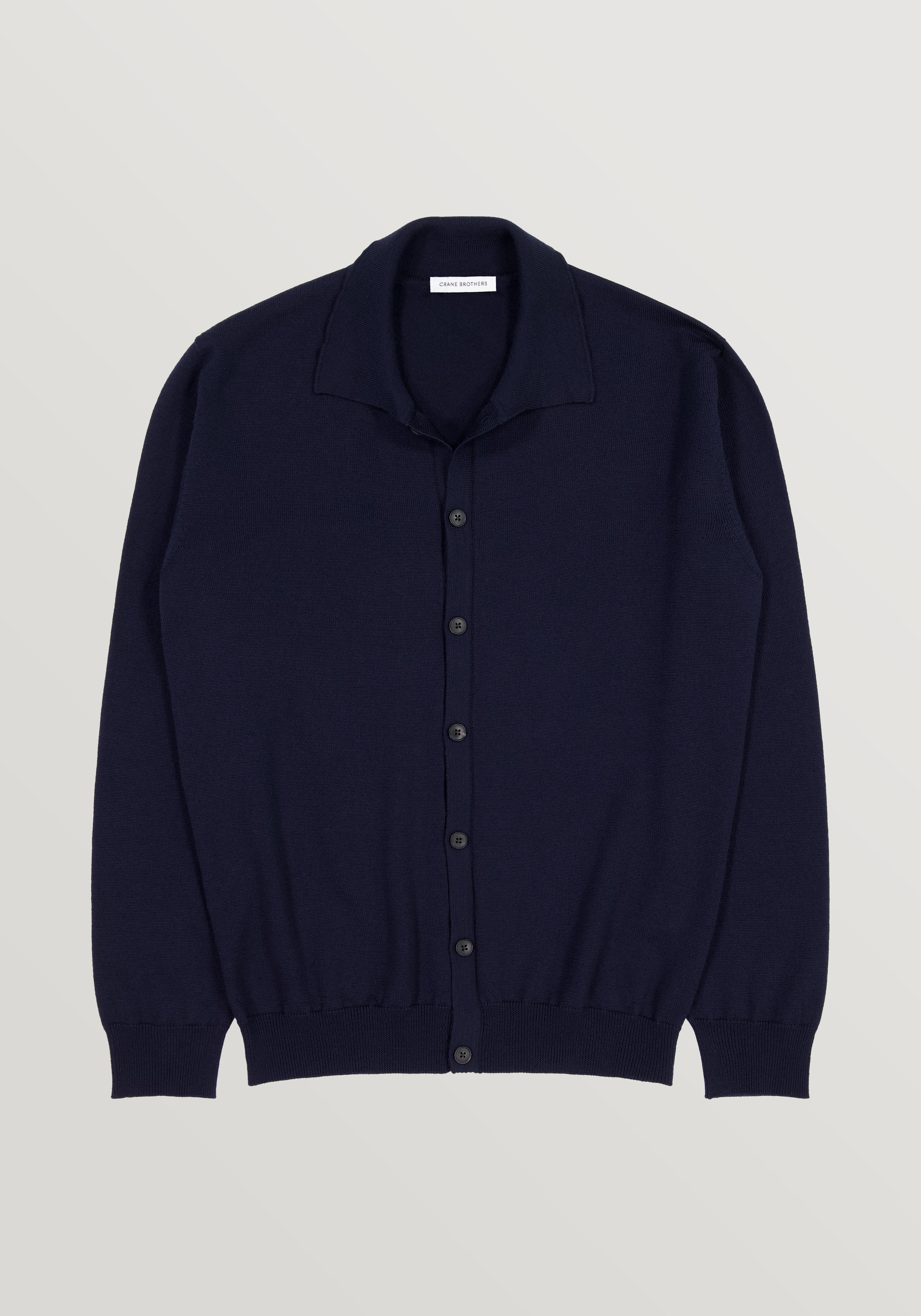 2 Ply Merino Collared Cardigan - Midnight Blue