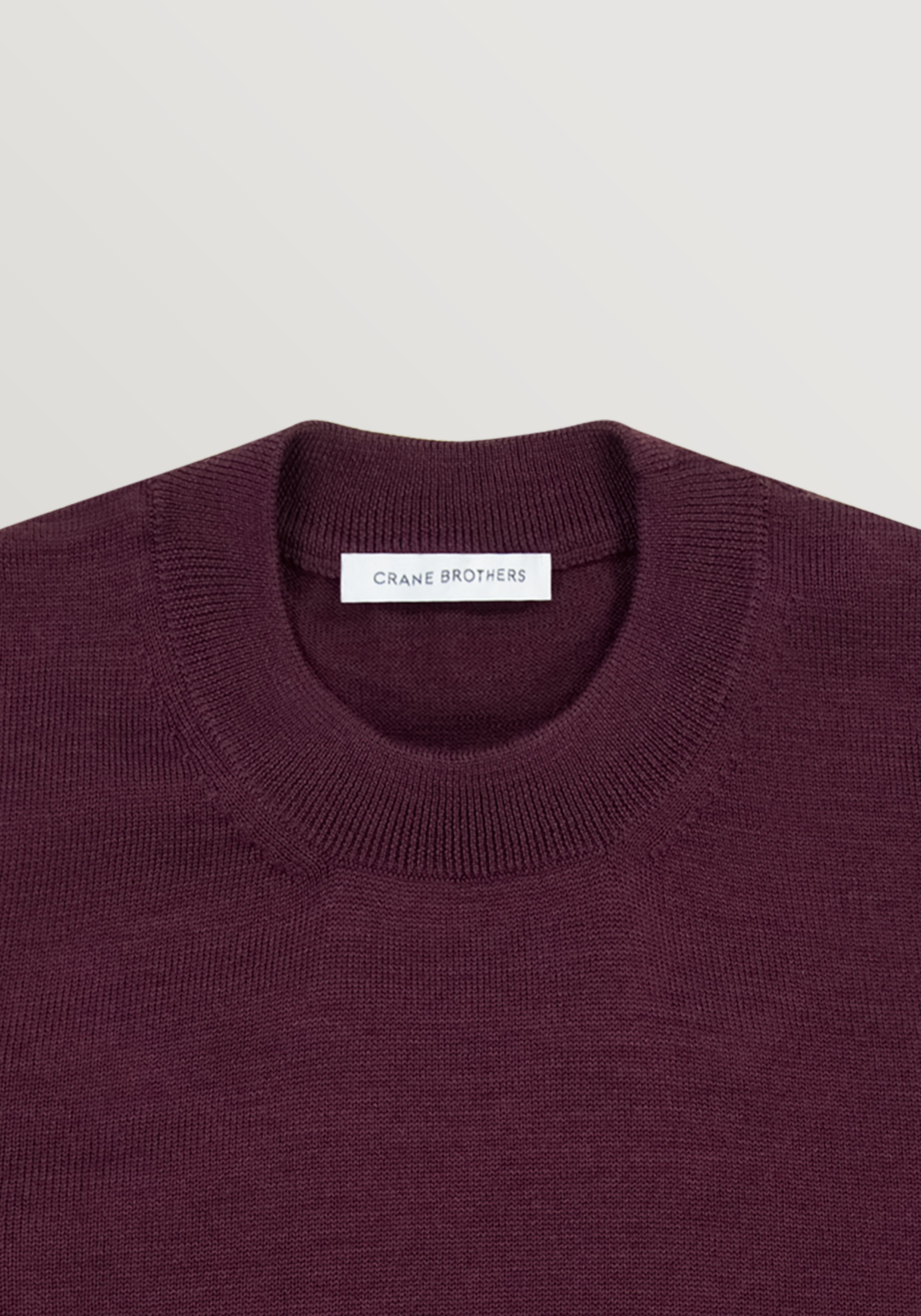 2 Ply Merino Crew Neck Sweater - Burgundy