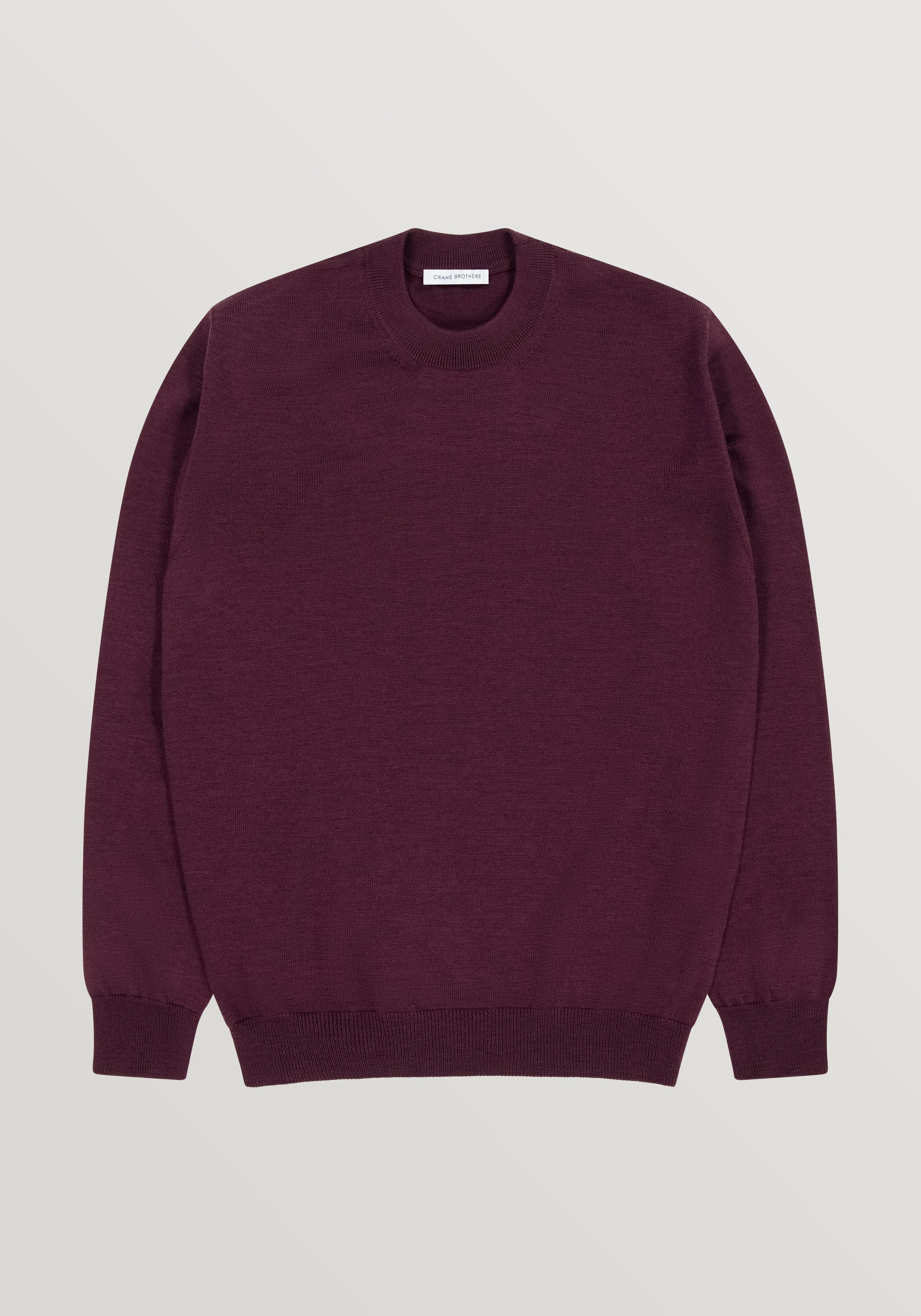 2 Ply Merino Crew Neck Sweater - Burgundy