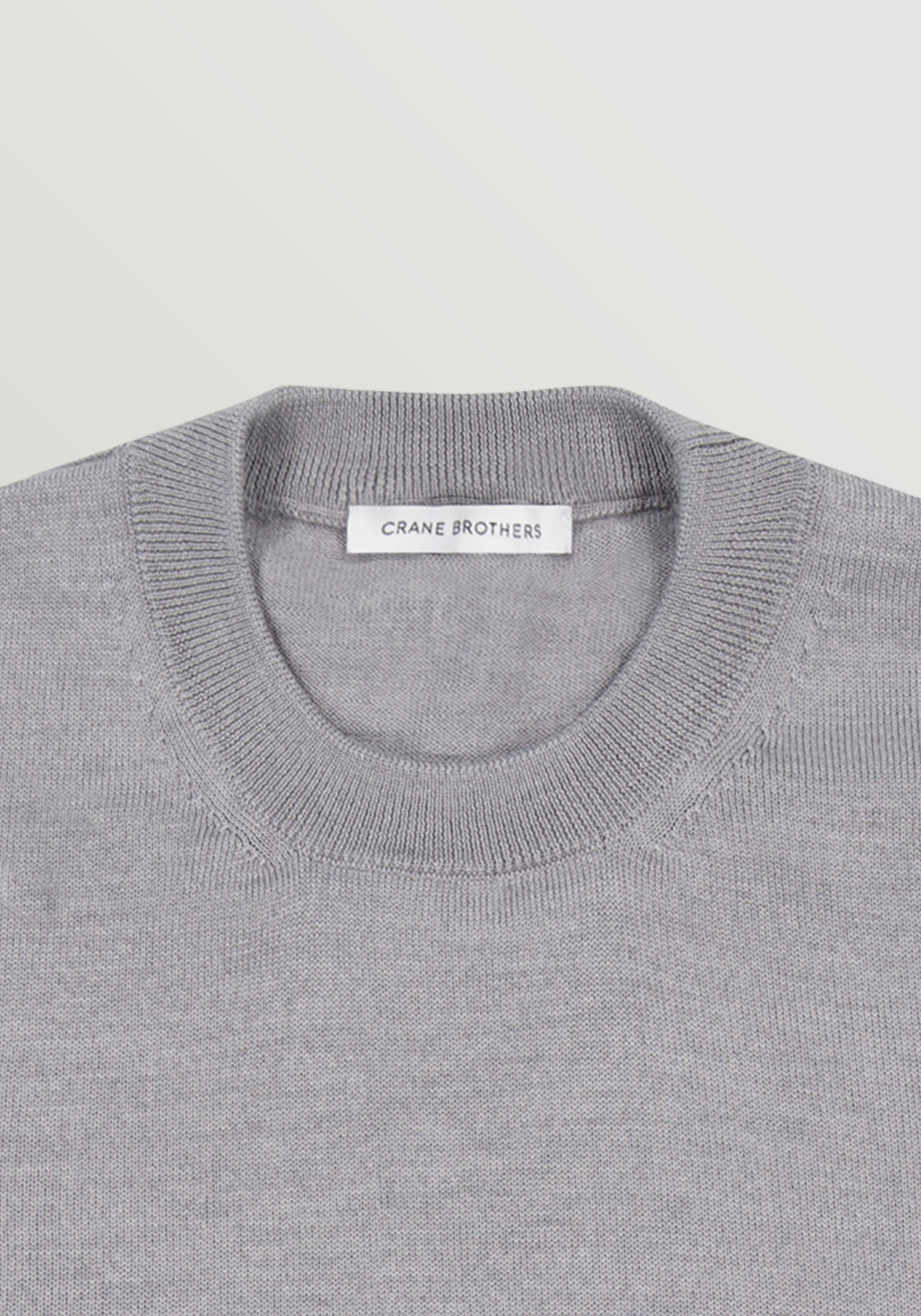 2 Ply Merino Crew Neck Sweater - Light Grey Melange