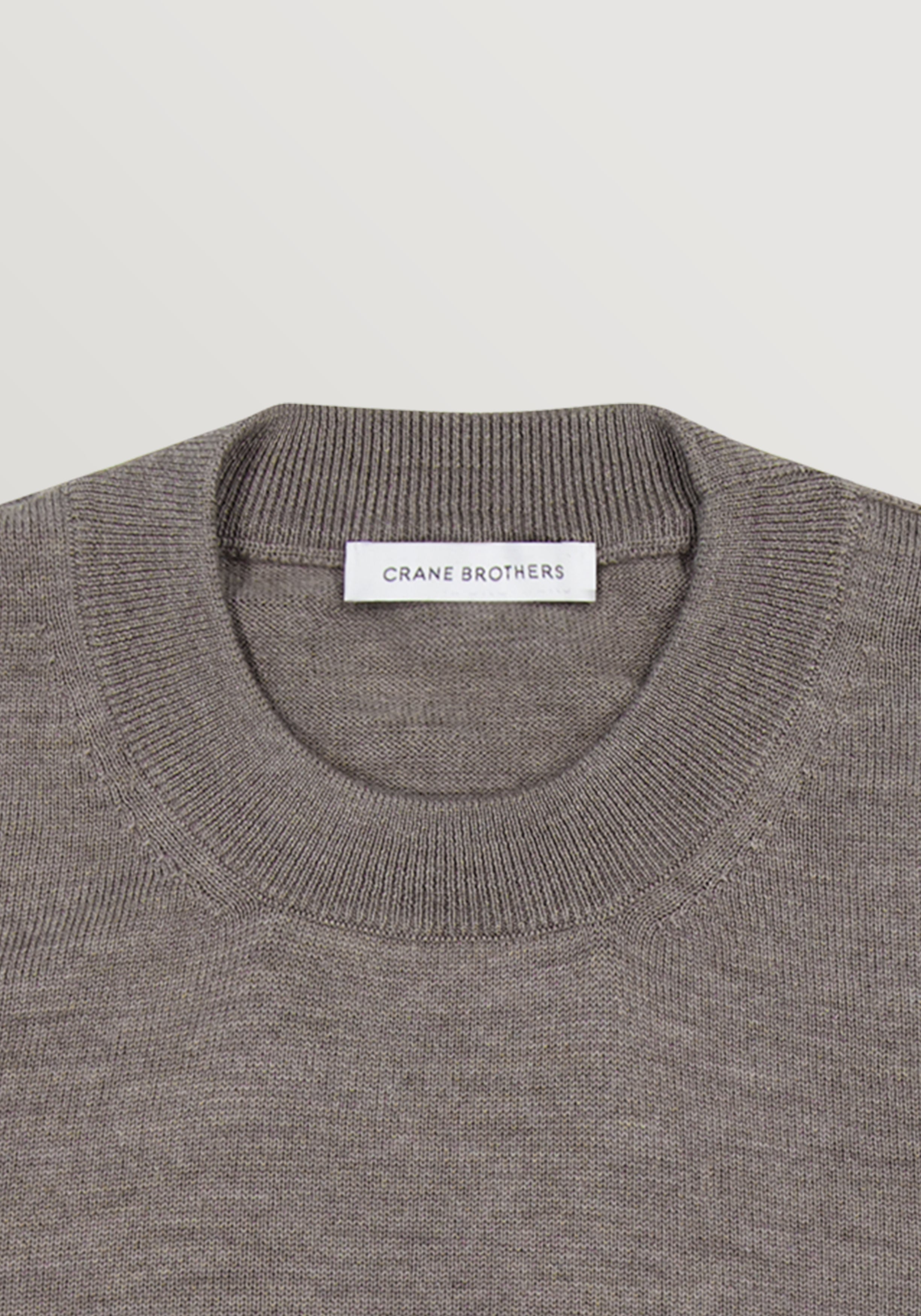 2 Ply Merino Crew Neck Sweater - Taupe Melange