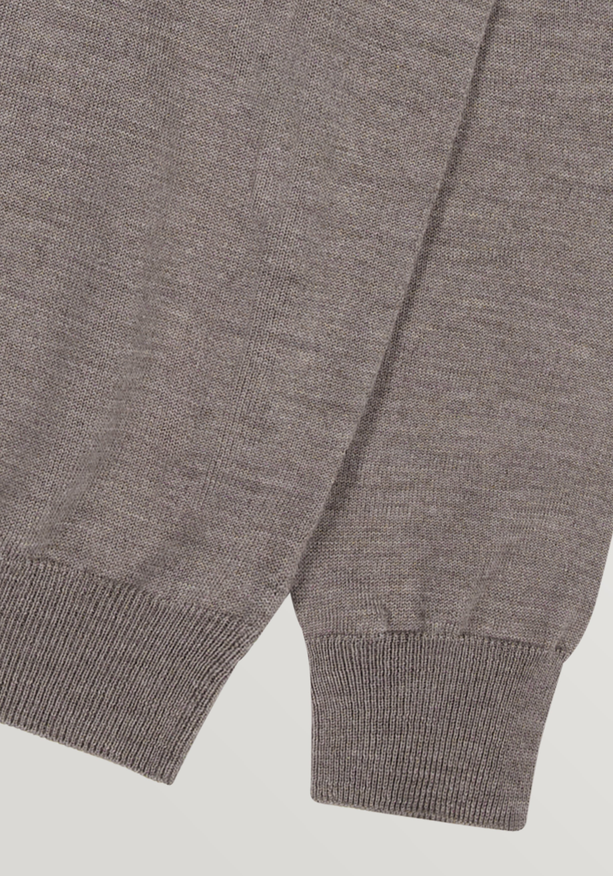 2 Ply Merino Crew Neck Sweater - Taupe Melange