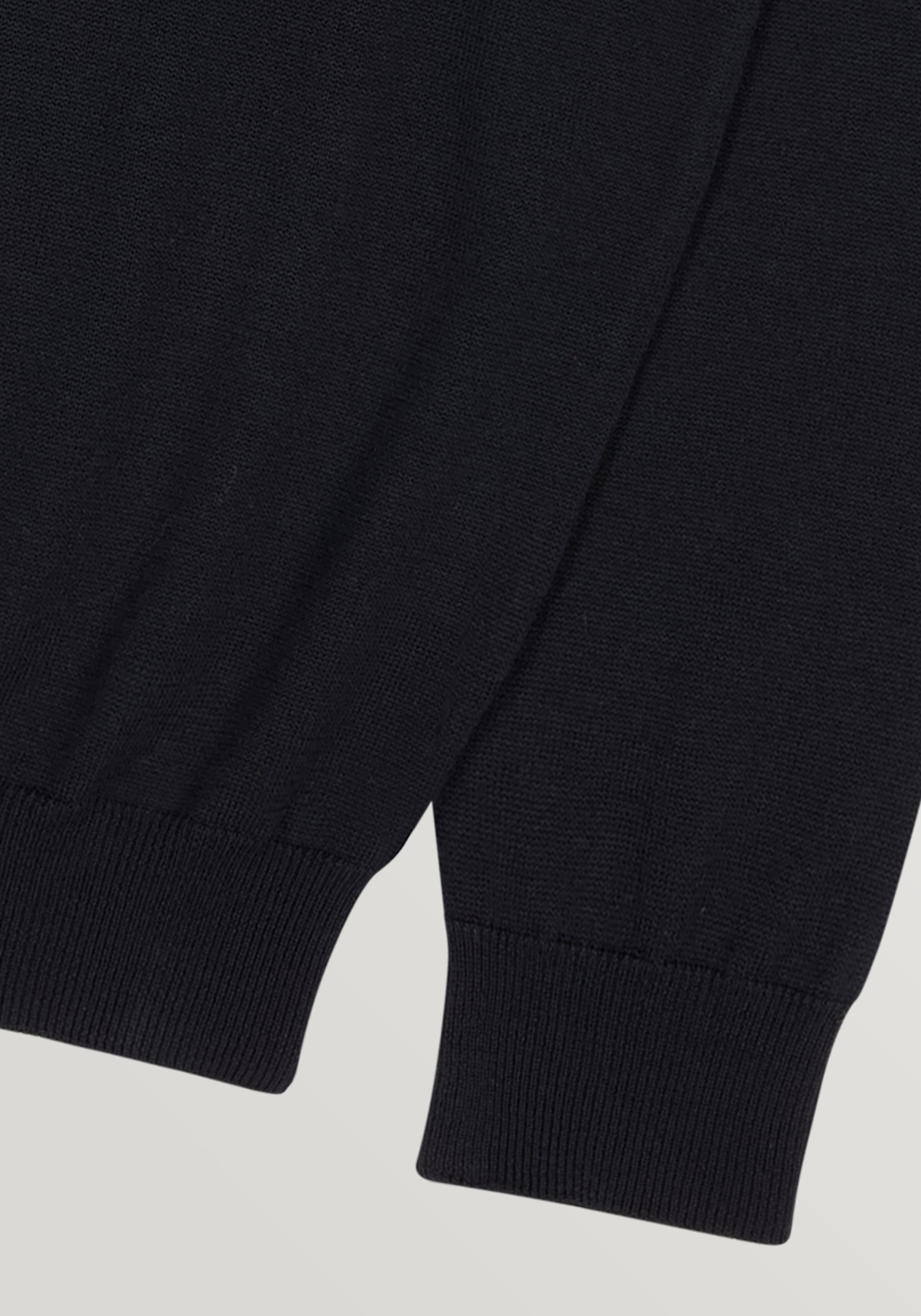 2 Ply Merino Zip Polo - Black