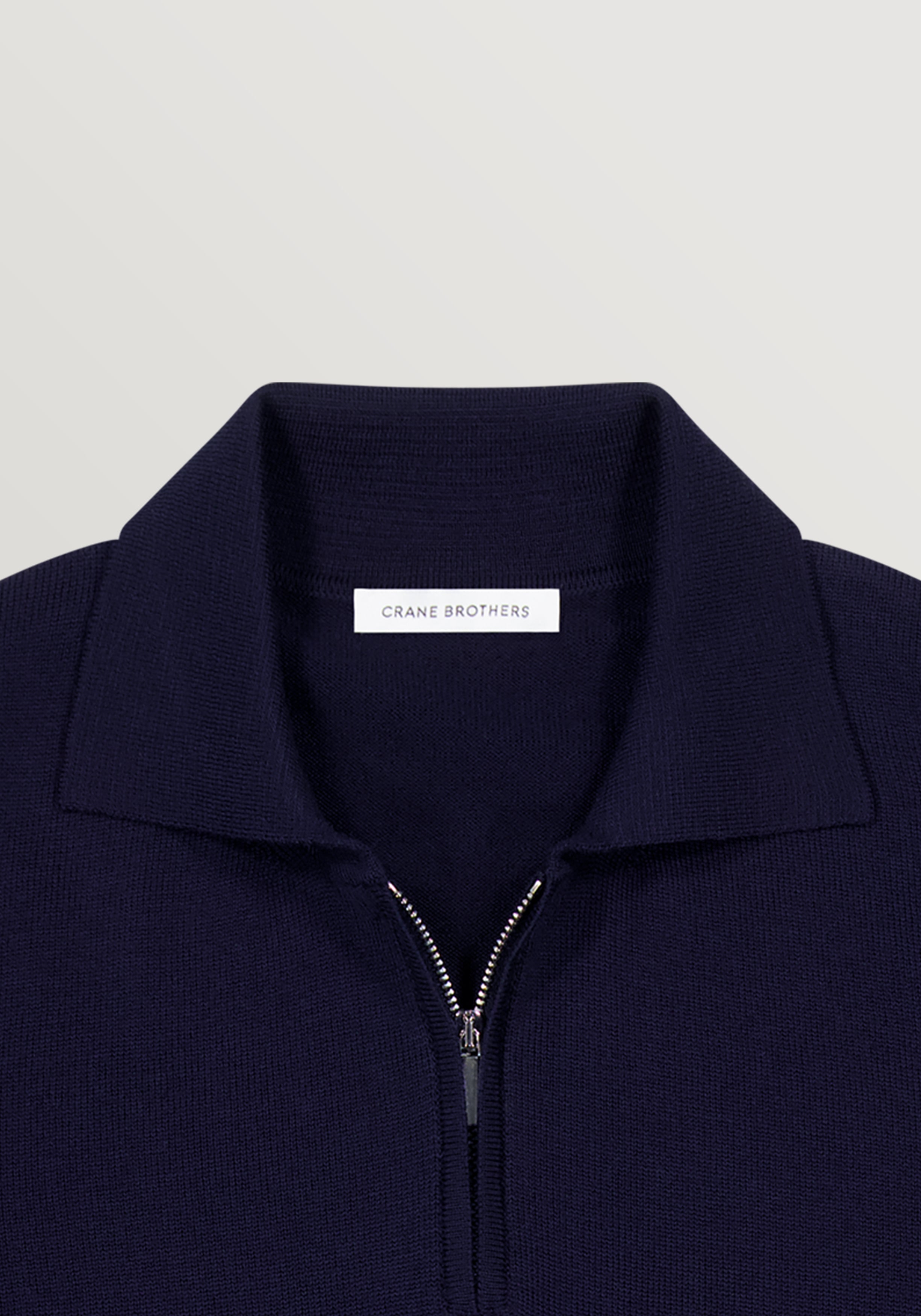 2 Ply Merino Zip Polo - Navy