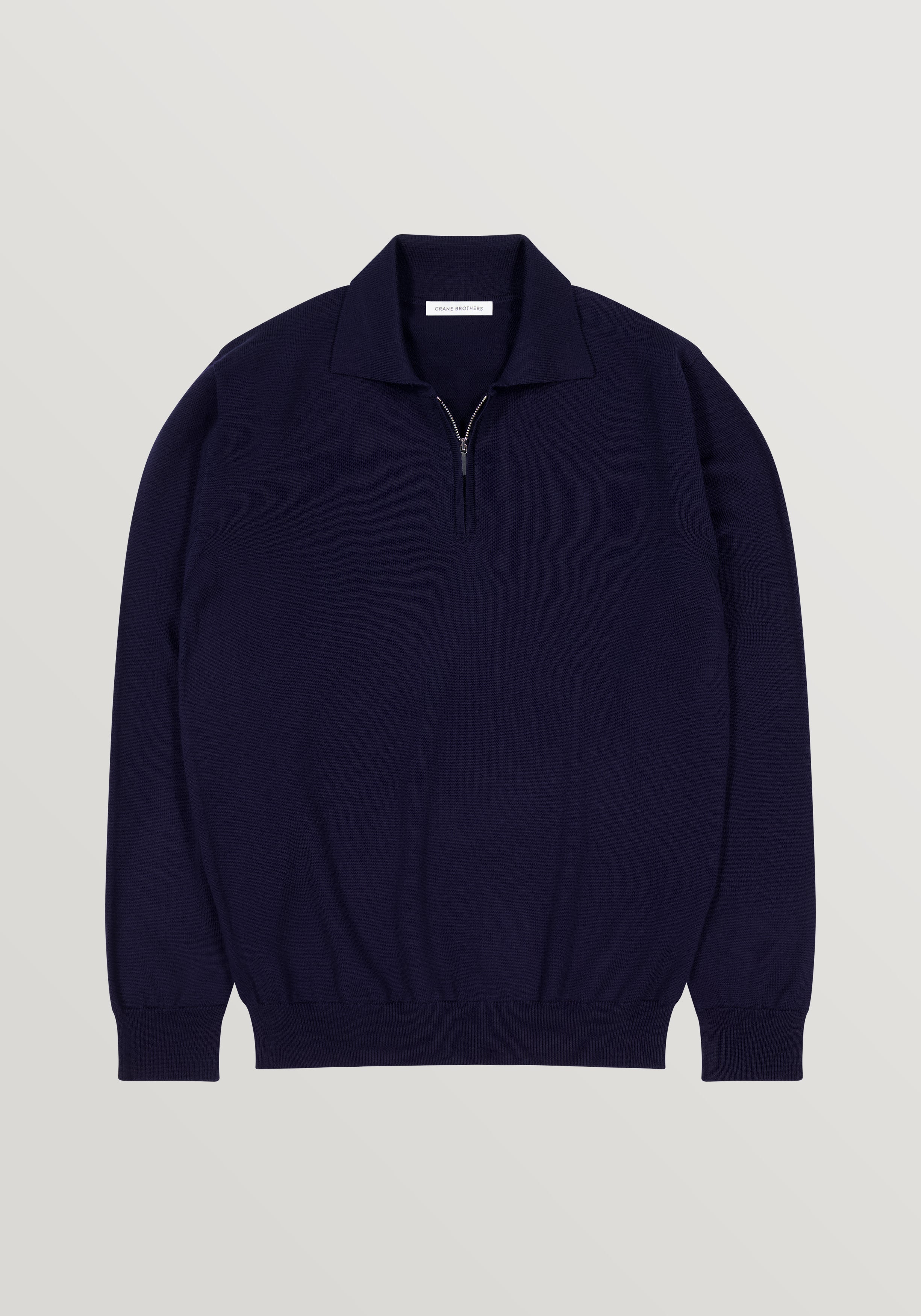 2 Ply Merino Zip Polo - Navy