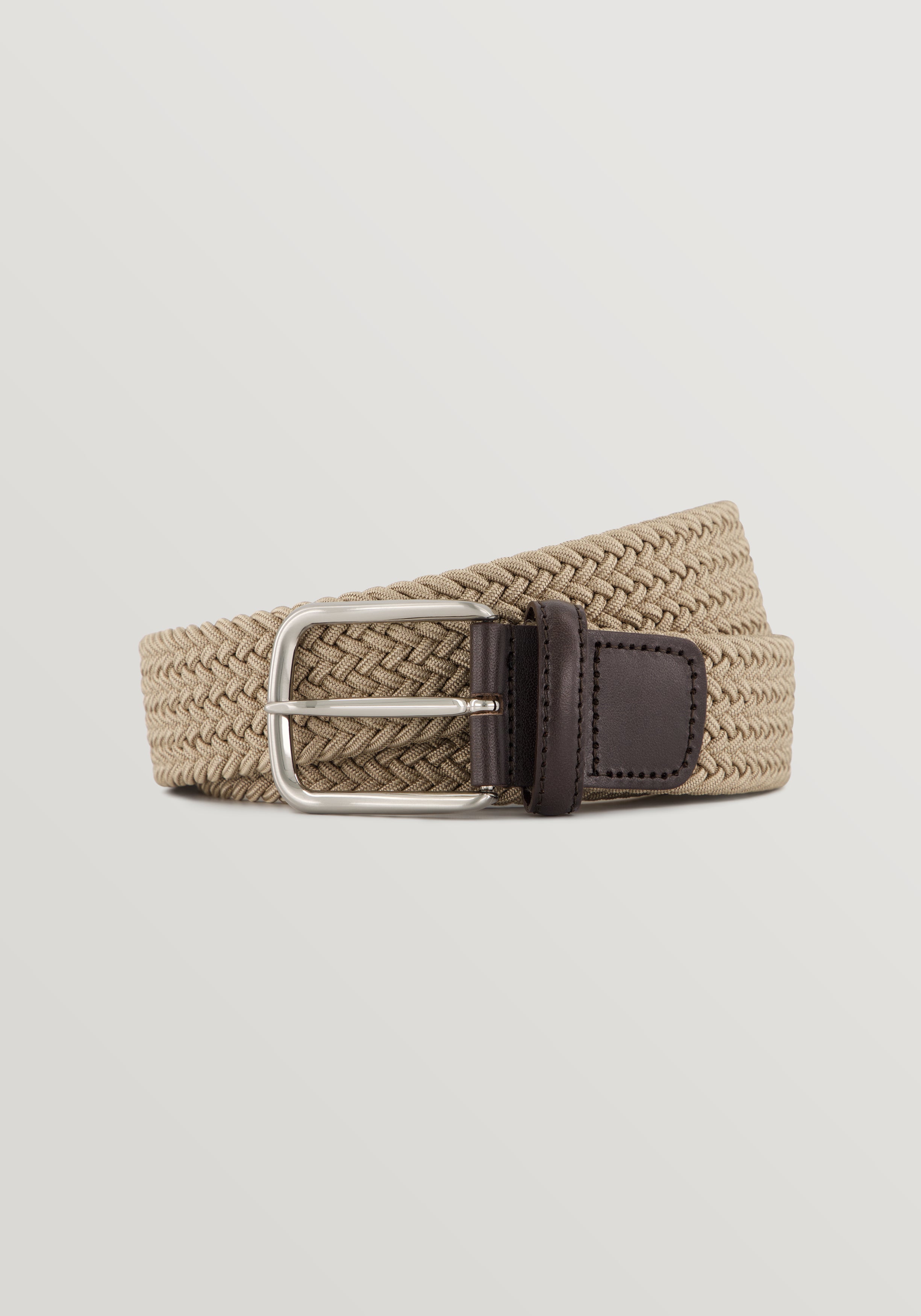 35mm Braided Woven Elastic Belt - Beige