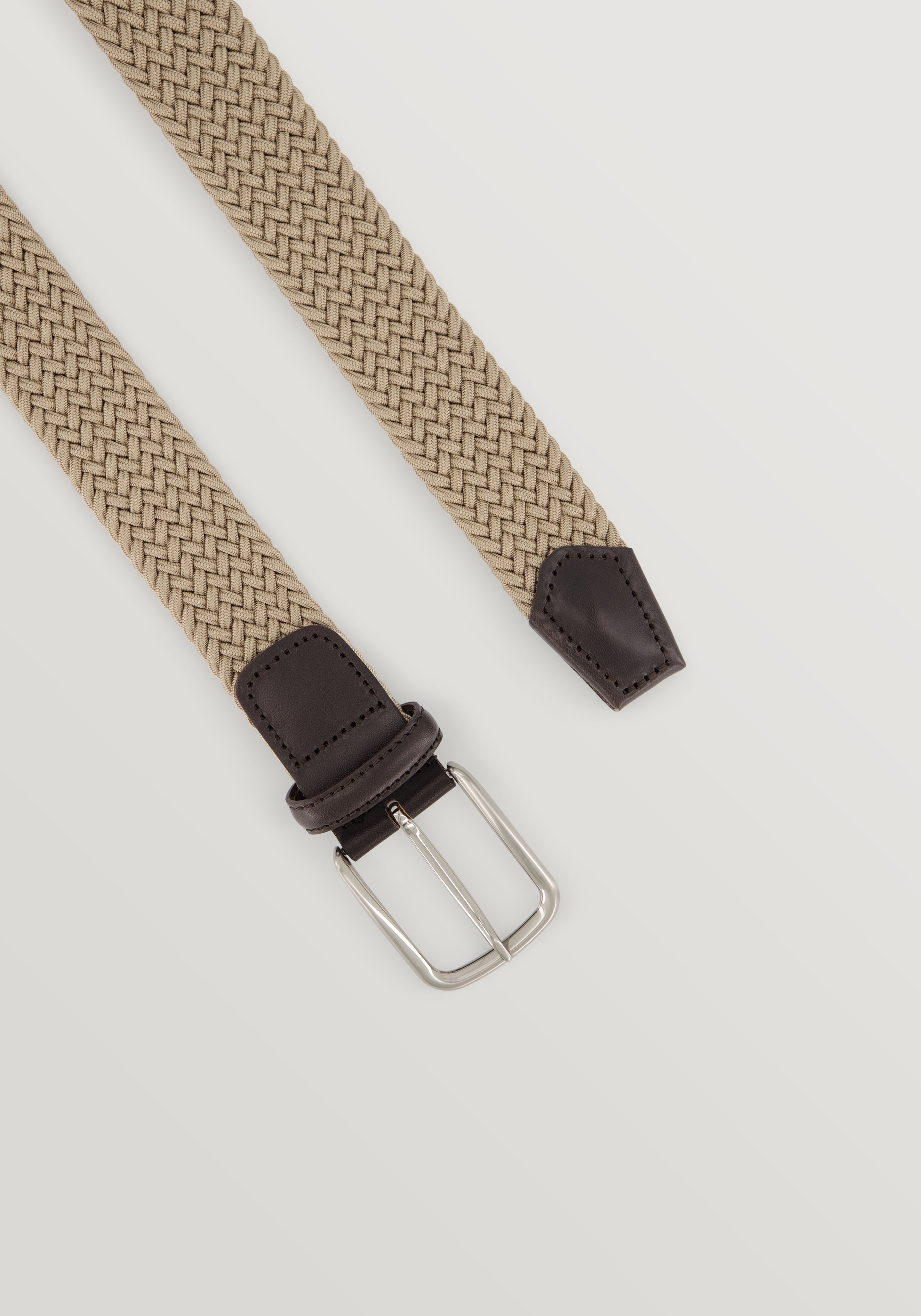 35mm Braided Woven Elastic Belt - Beige