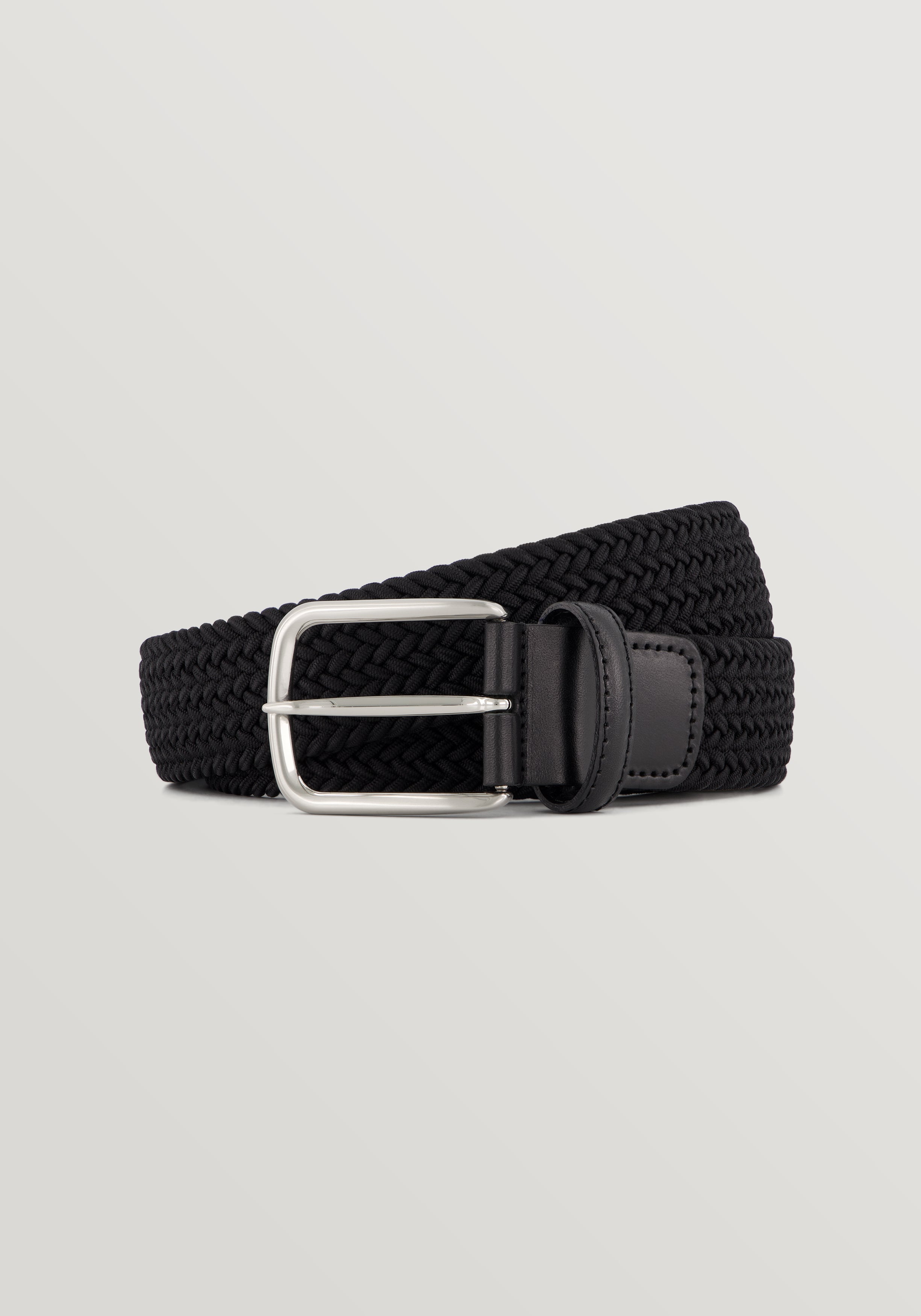 35mm Braided Woven Elastic Belt - Black