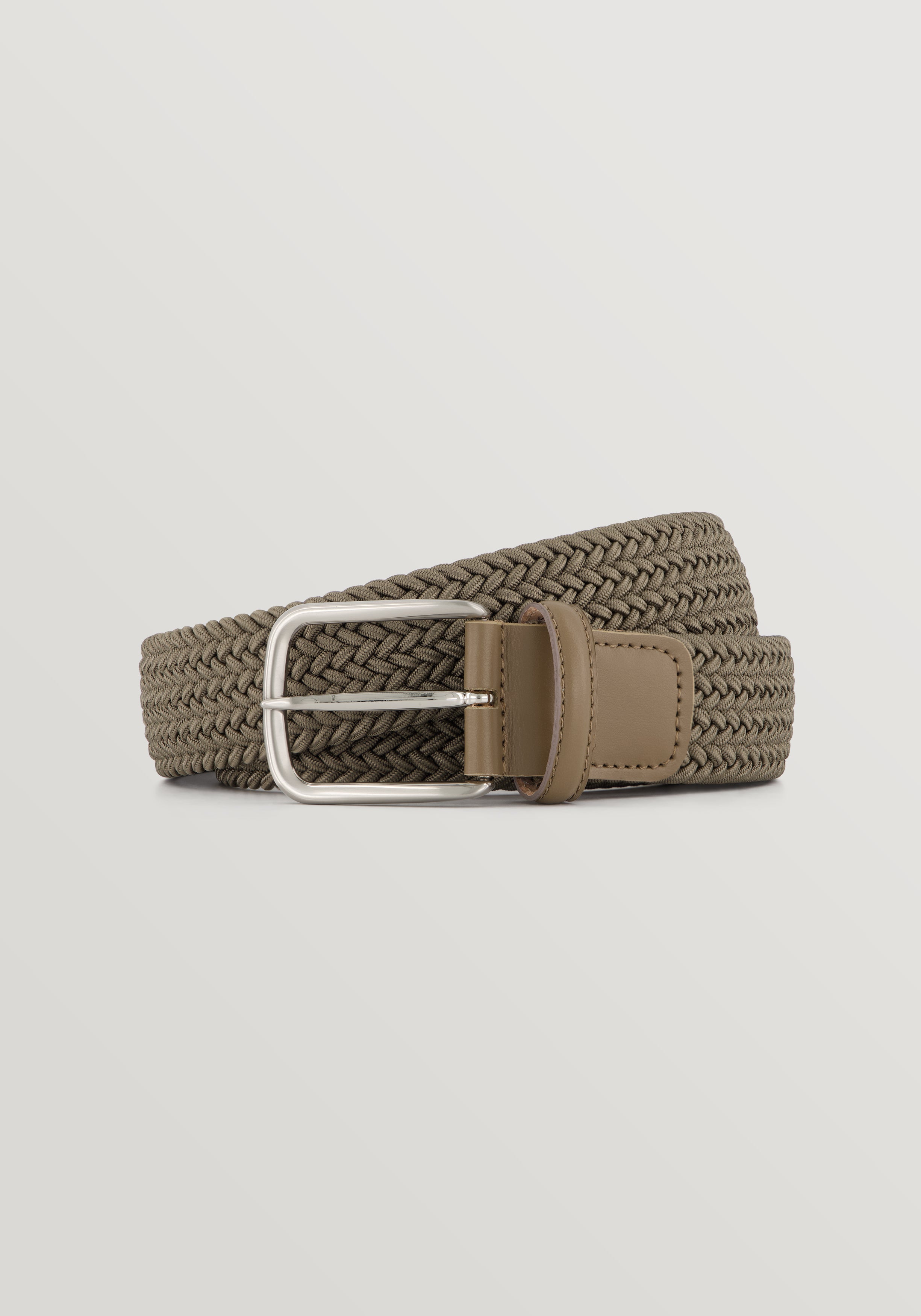 35mm Braided Woven Elastic Belt - Moss