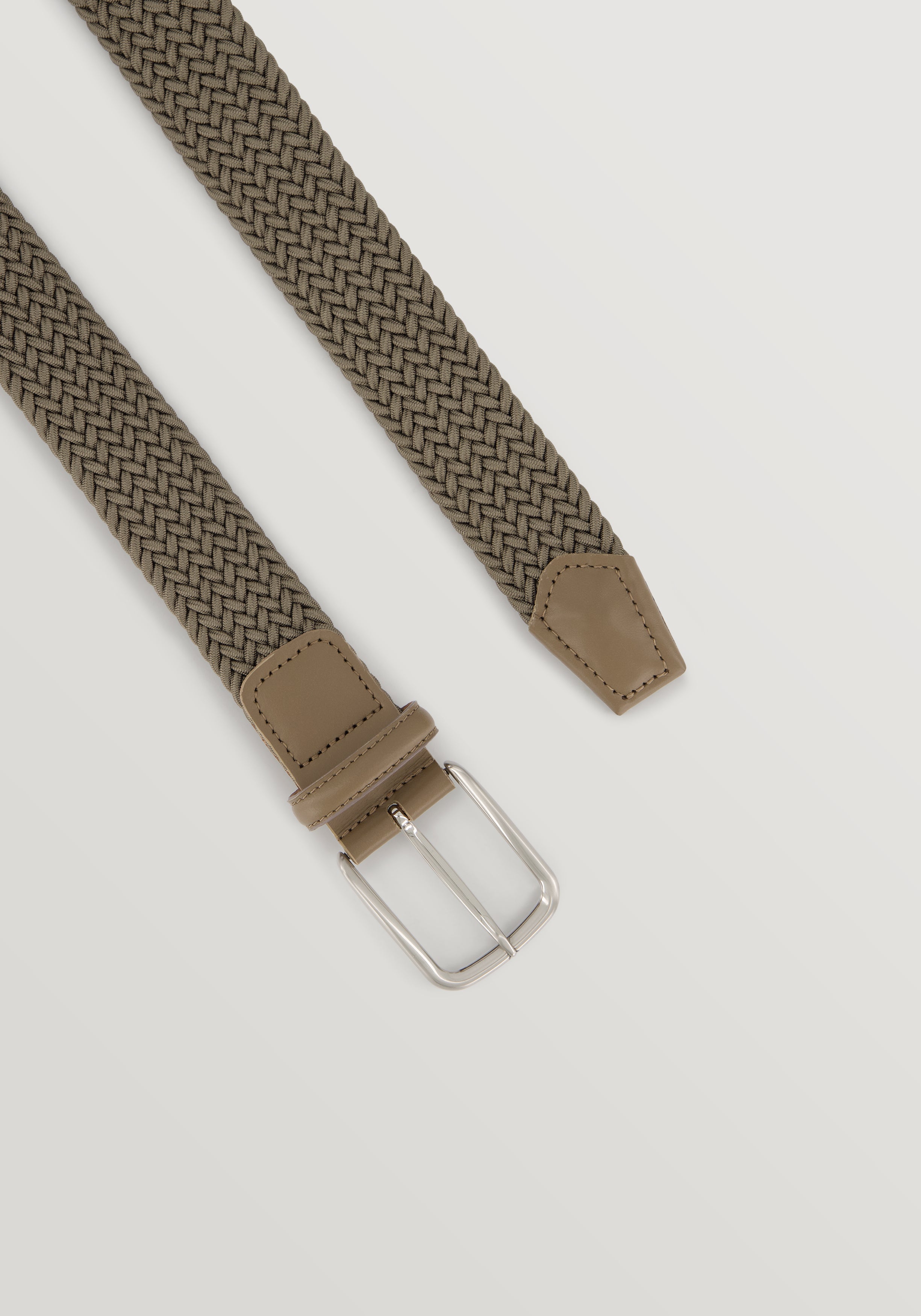 35mm Braided Woven Elastic Belt - Moss