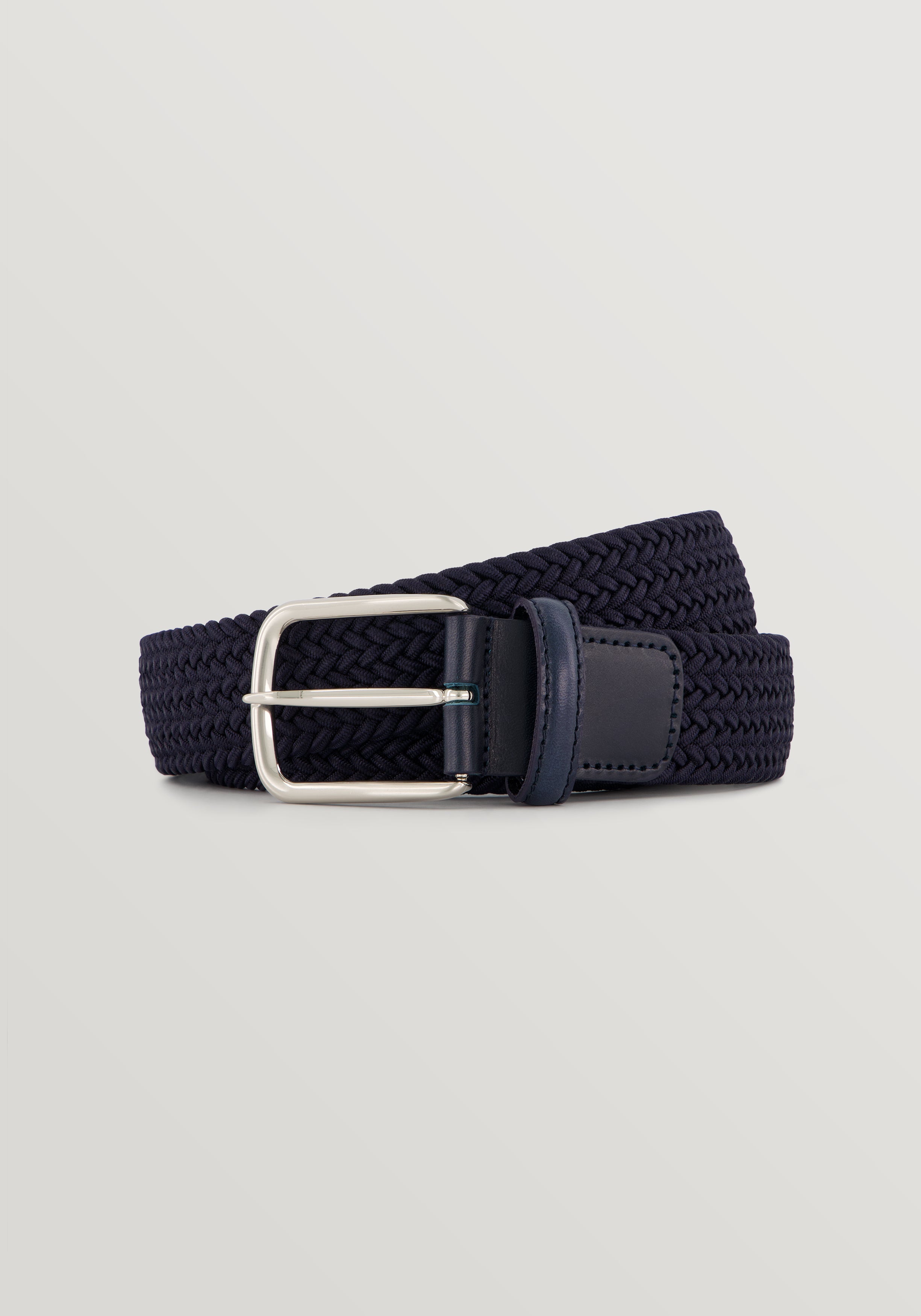 35mm Braided Woven Elastic Belt - Navy