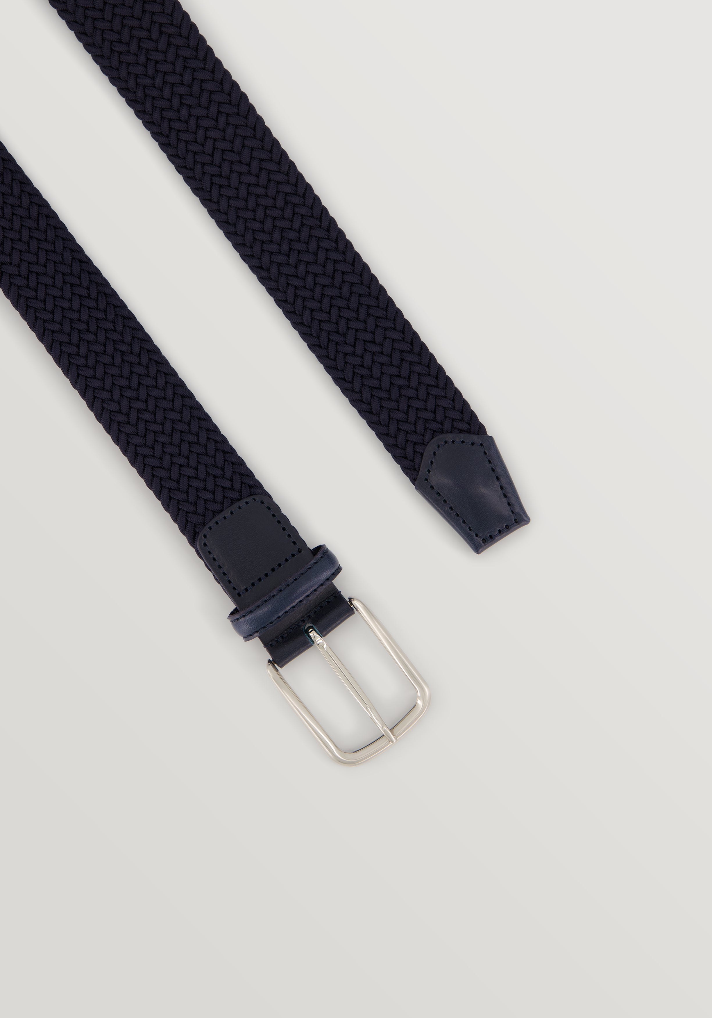 35mm Braided Woven Elastic Belt - Navy