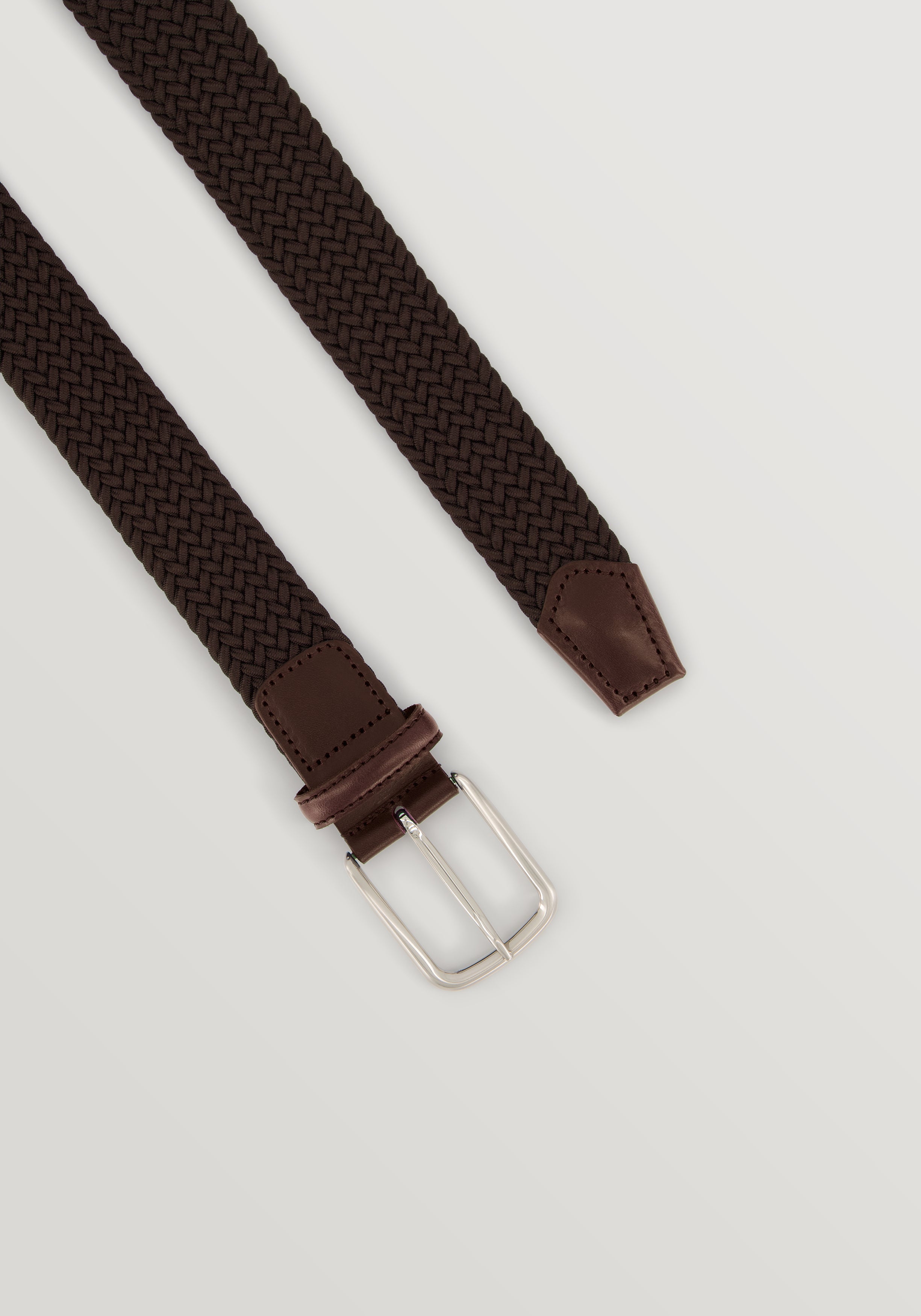 35mm Braided Woven Elastic Belt - Brown