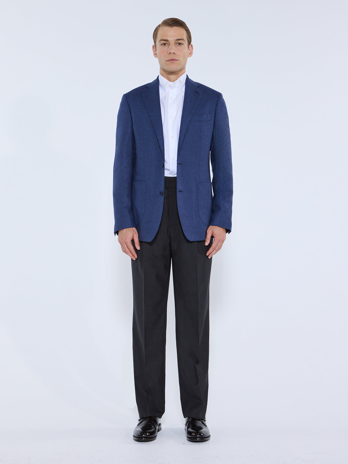 Adria Blazer Silk & Wool Basketweave - Indigo