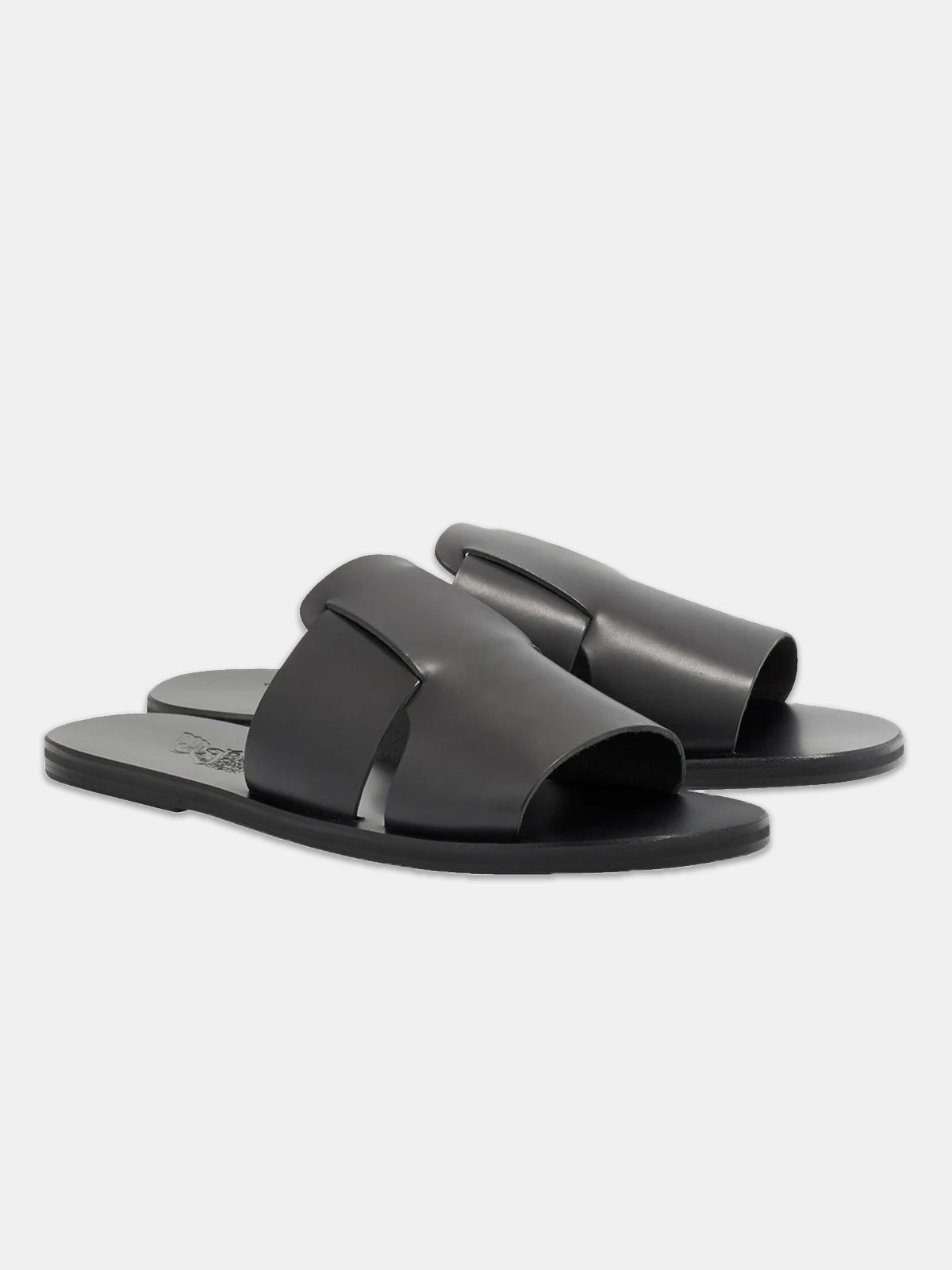 Ancient Greek Sandals Miltiades Leather Slide - Black