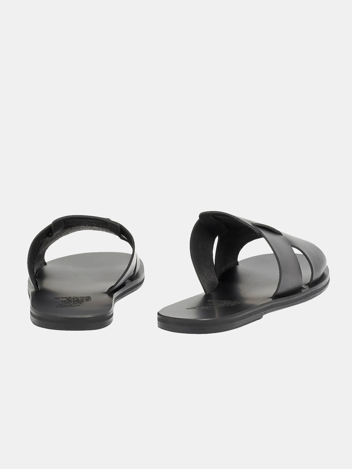 Ancient Greek Sandals Miltiades Leather Slide - Black