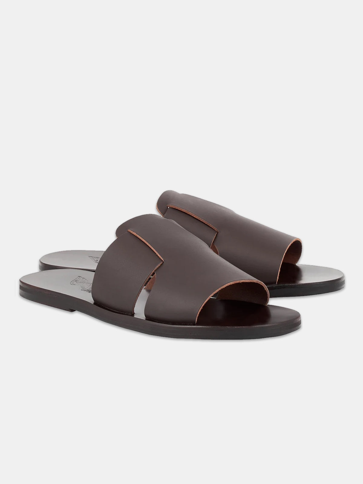Ancient Greek Sandals Miltiades Leather Slide -  Brown
