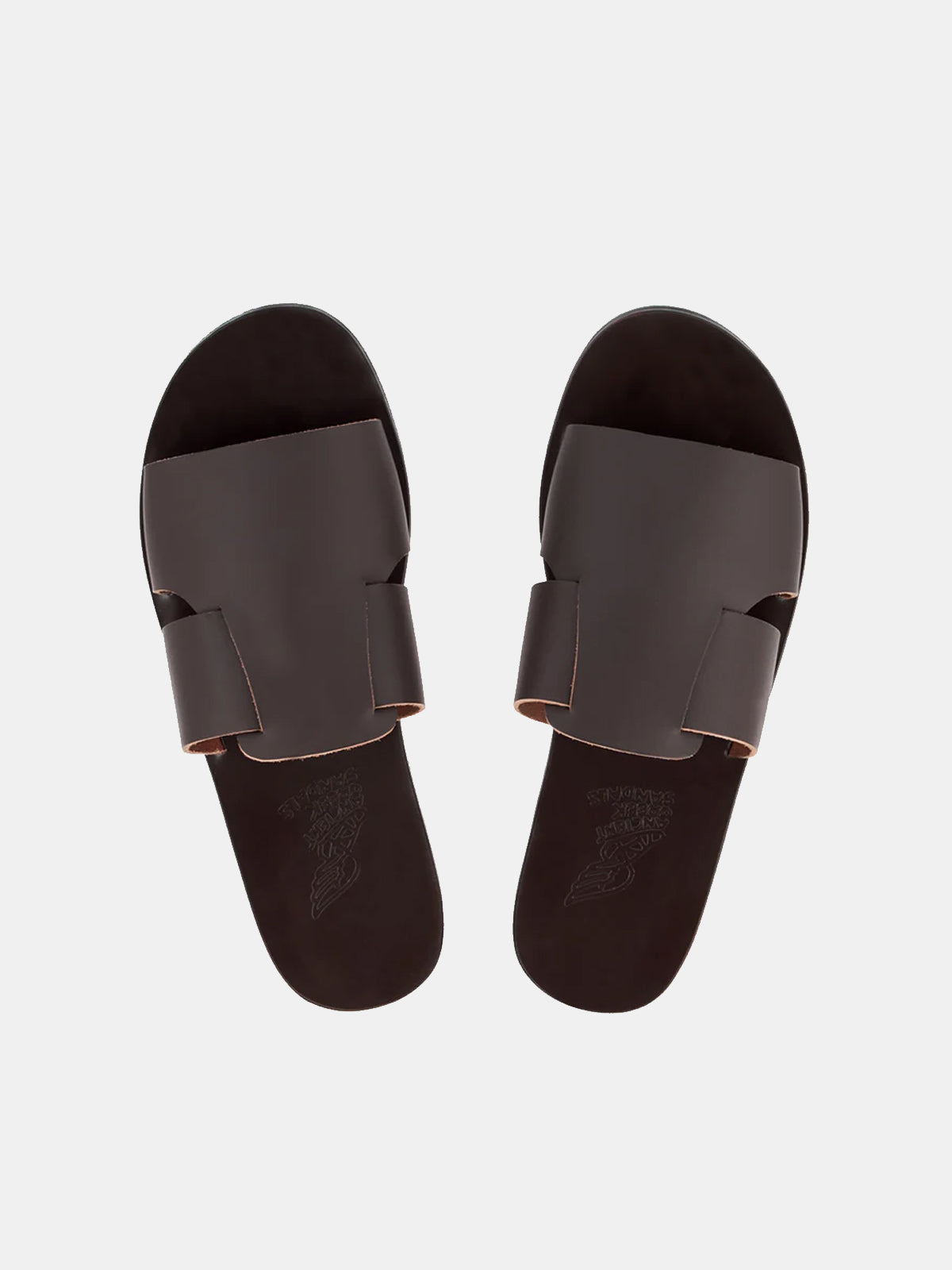 Ancient Greek Sandals Miltiades Leather Slide -  Brown