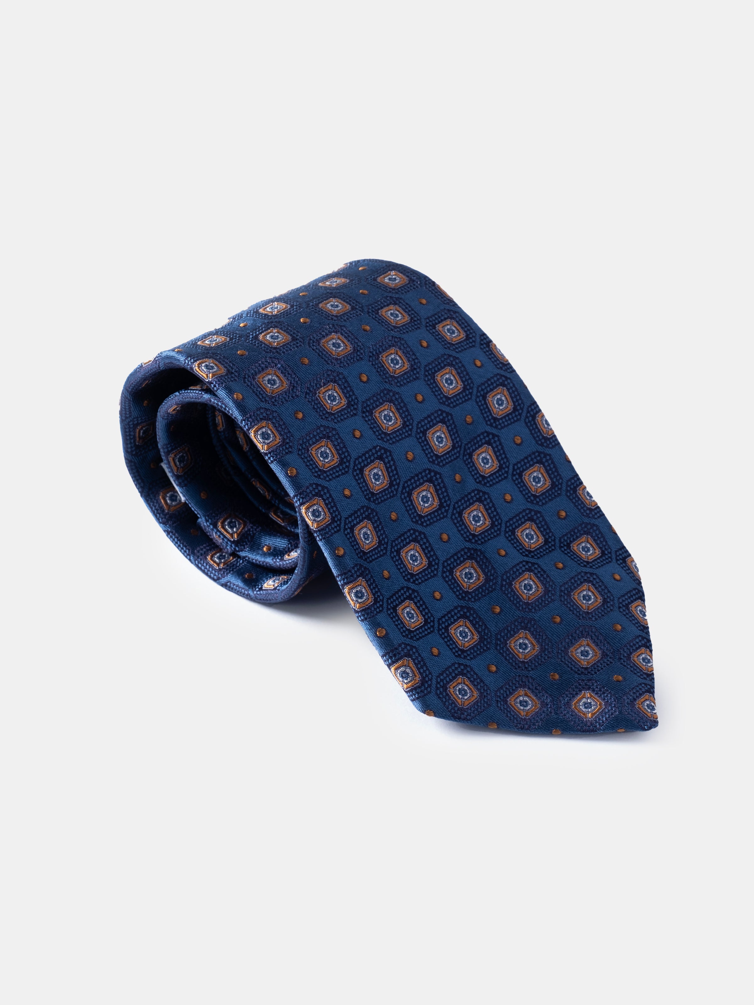 Augustus Gold Tile Silk Tie - Peacock