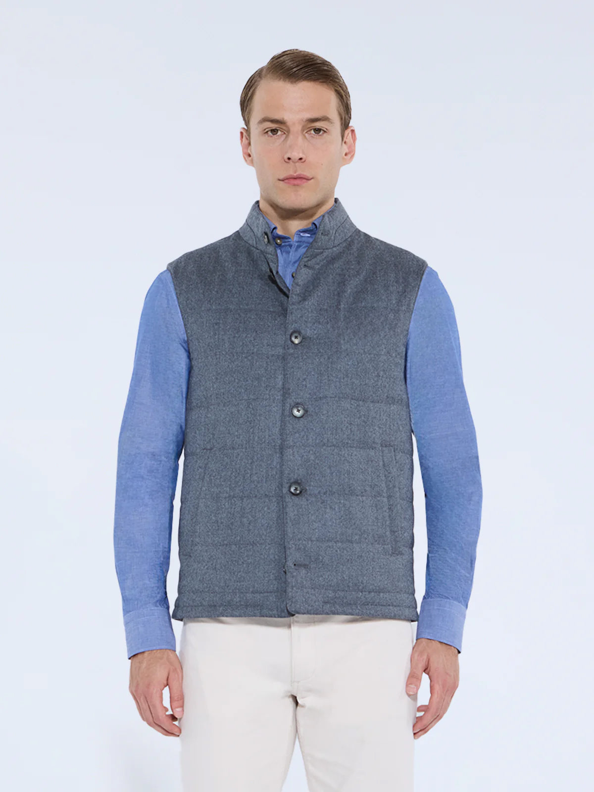 Quilted Flannel Vest - Heather Grey
