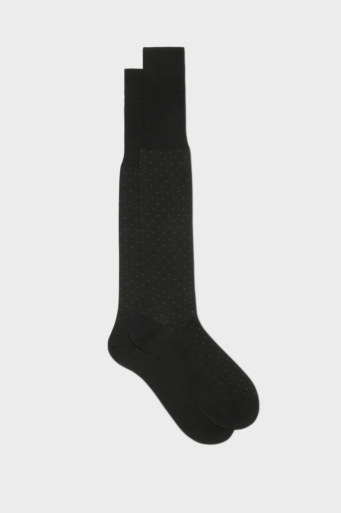 Bresciani Calf Length Cotton Socks - Pin Dot Black