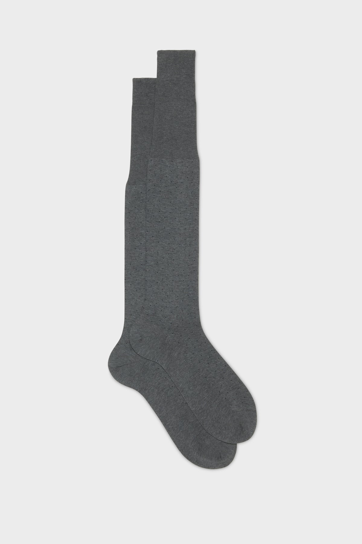 Bresciani Calf Length Cotton Socks - Pin Dot Grey