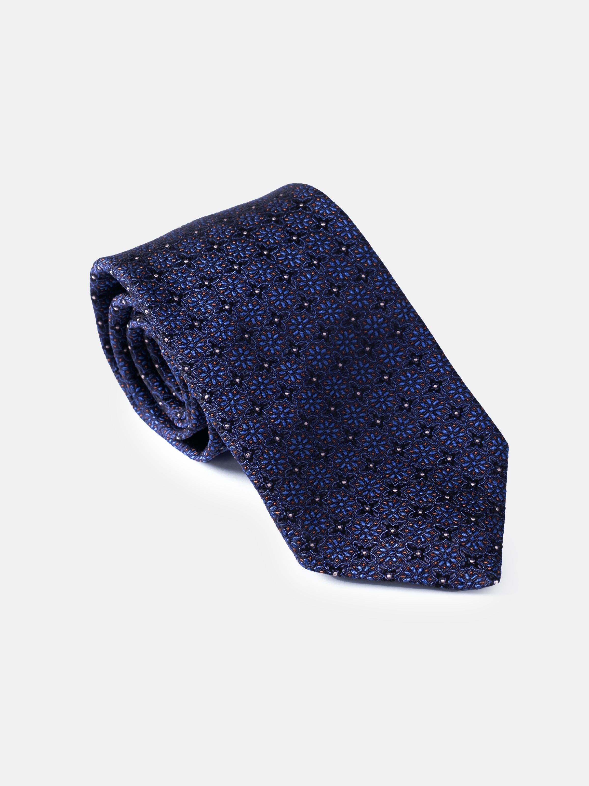 Babuino Orange Mon Silk Tie - French Blue
