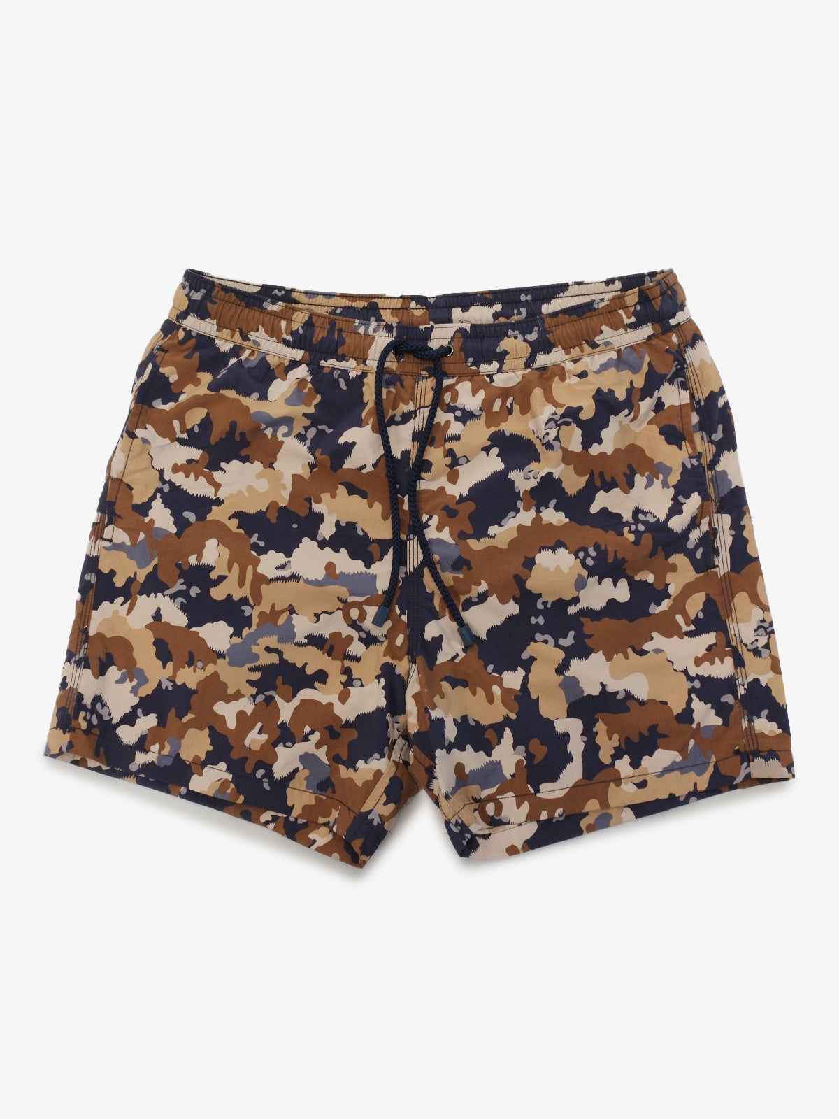 Beige Camouflage Printed Swim Shorts