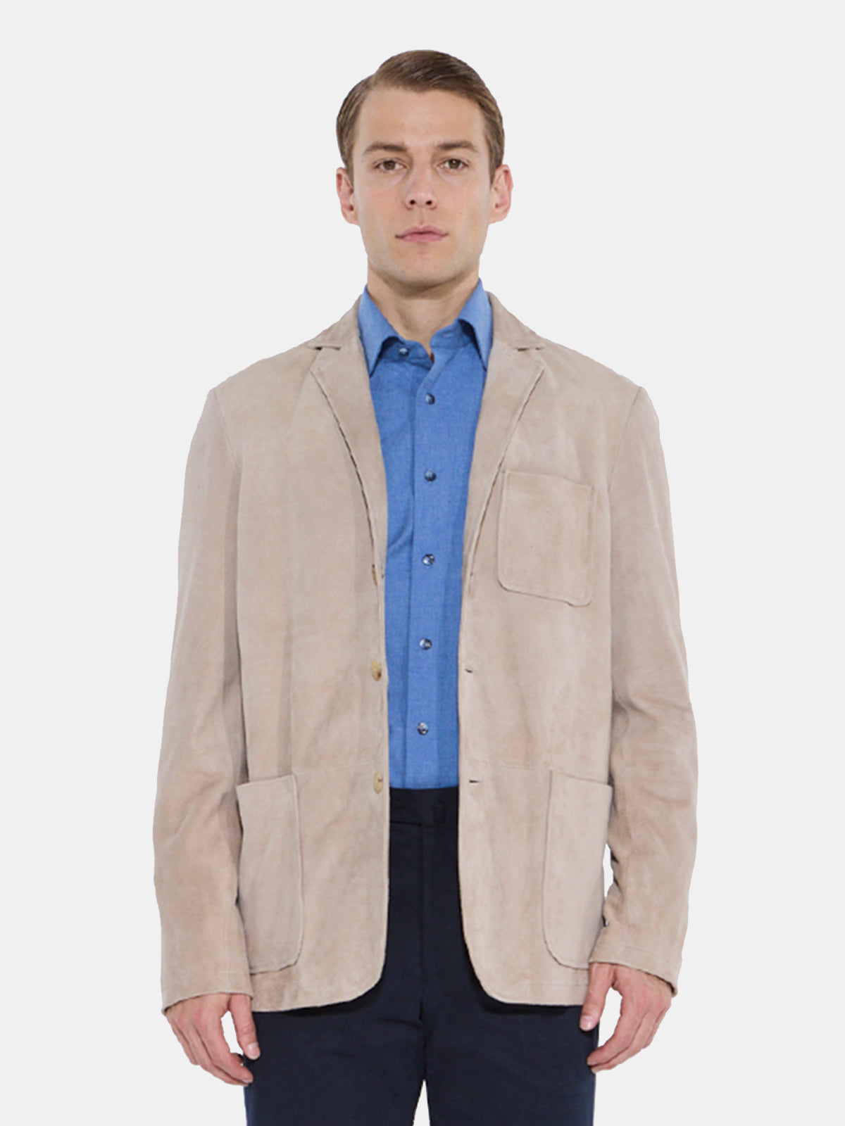 Suede Patch Pocket Jacket - Beige  Production Sample