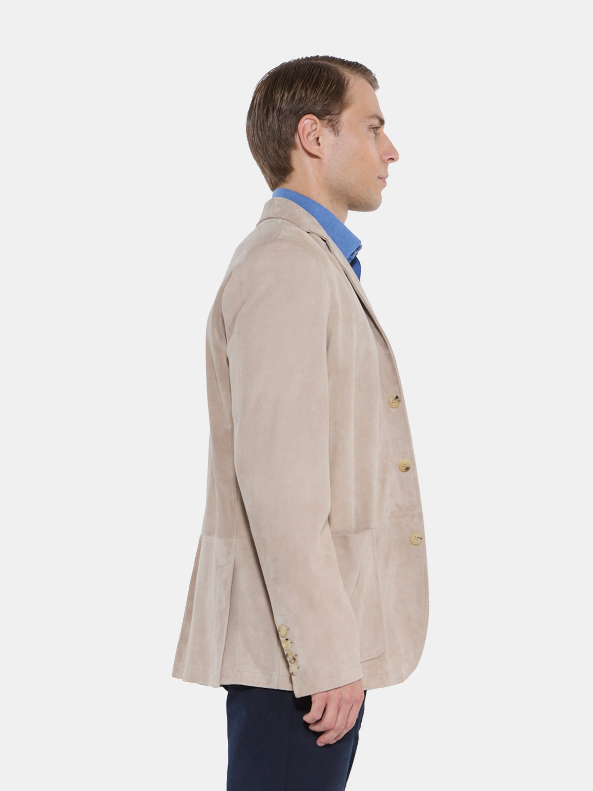Suede Patch Pocket Jacket - Beige  Production Sample