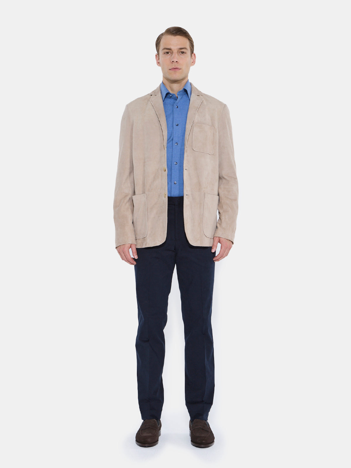 Suede Patch Pocket Jacket - Beige  Production Sample