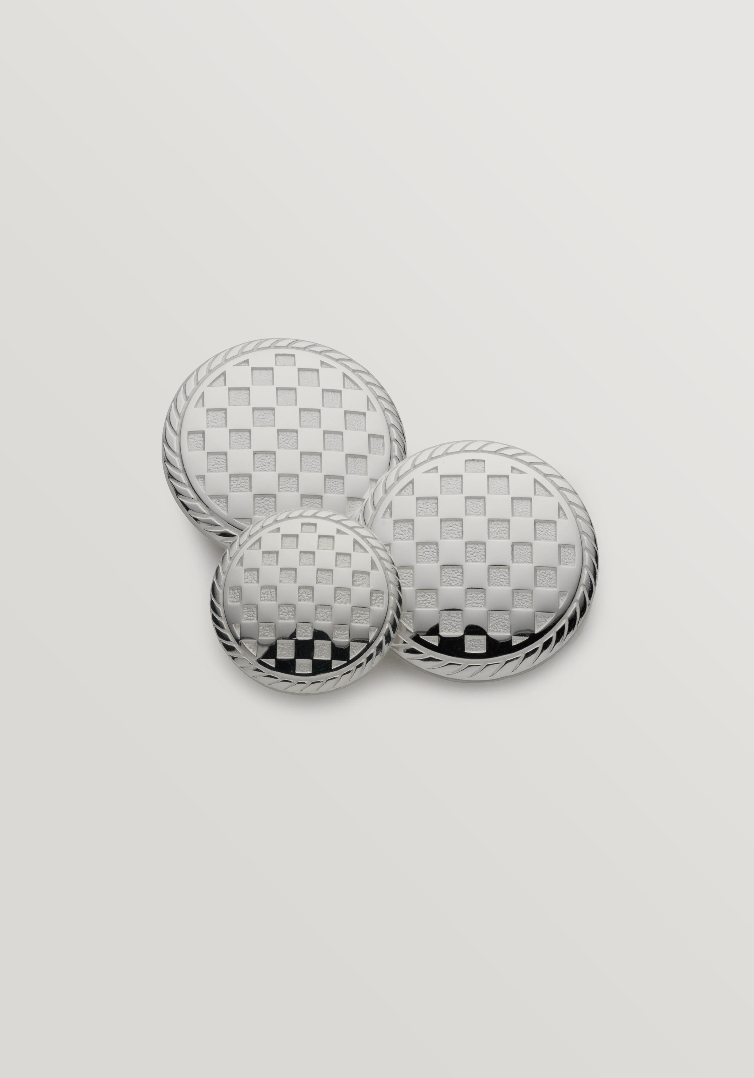 Benson & Clegg Checkerboard Blazer Button Set – Silver