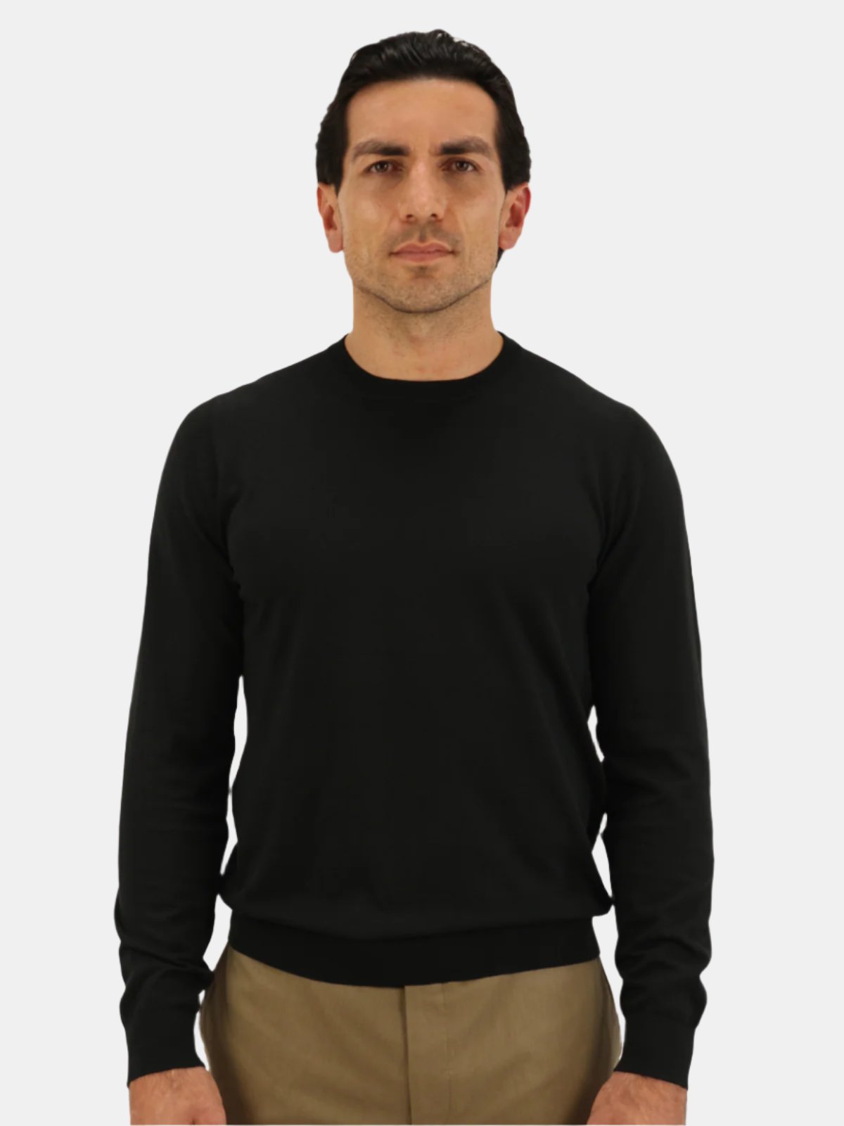Lugano Ribbed Crewneck Cotton - Black