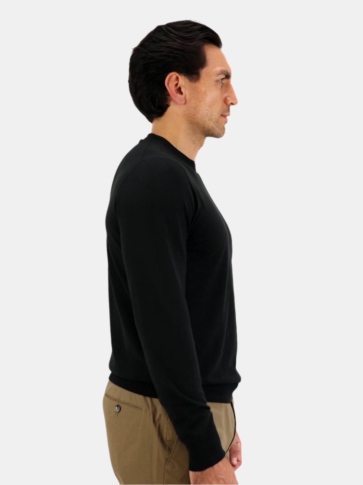 Lugano Ribbed Crewneck Cotton - Black