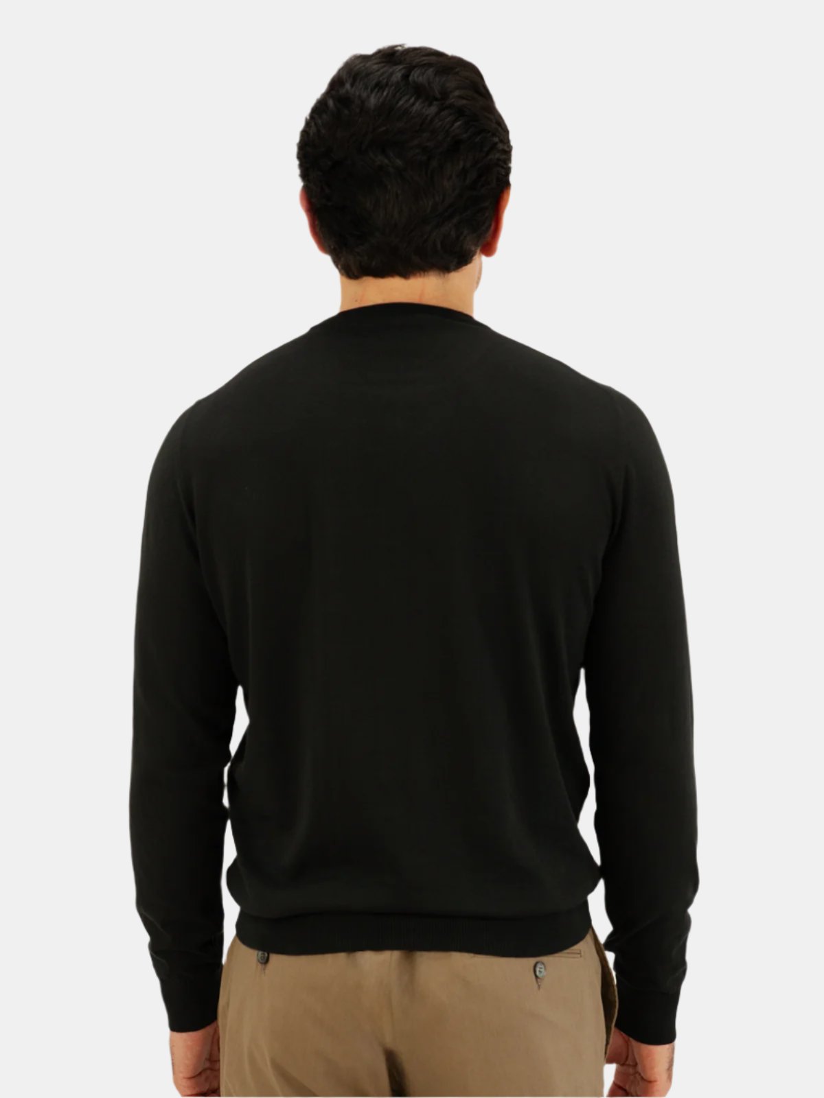 Lugano Ribbed Crewneck Cotton - Black