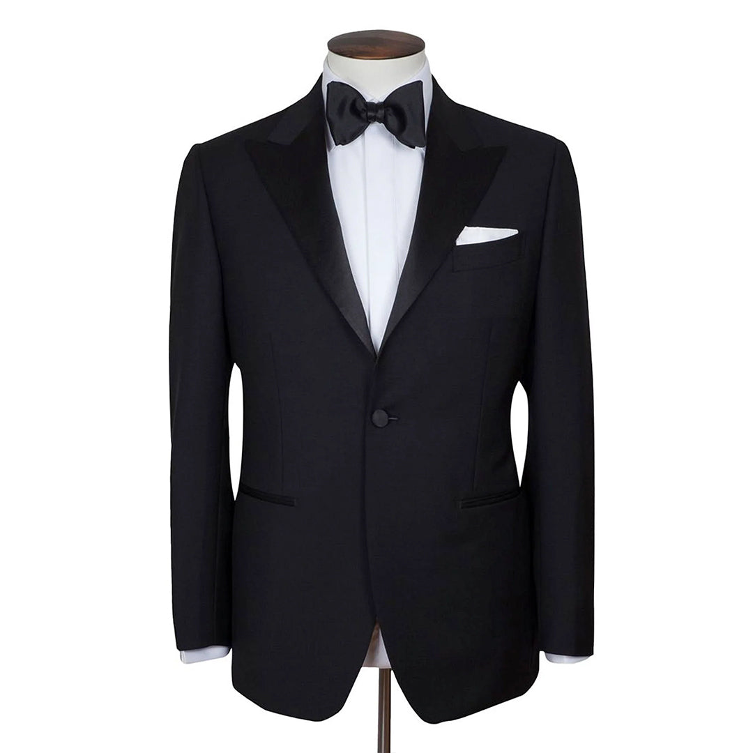 Wool & Mohair Peak Lapel Tuxedo - Black