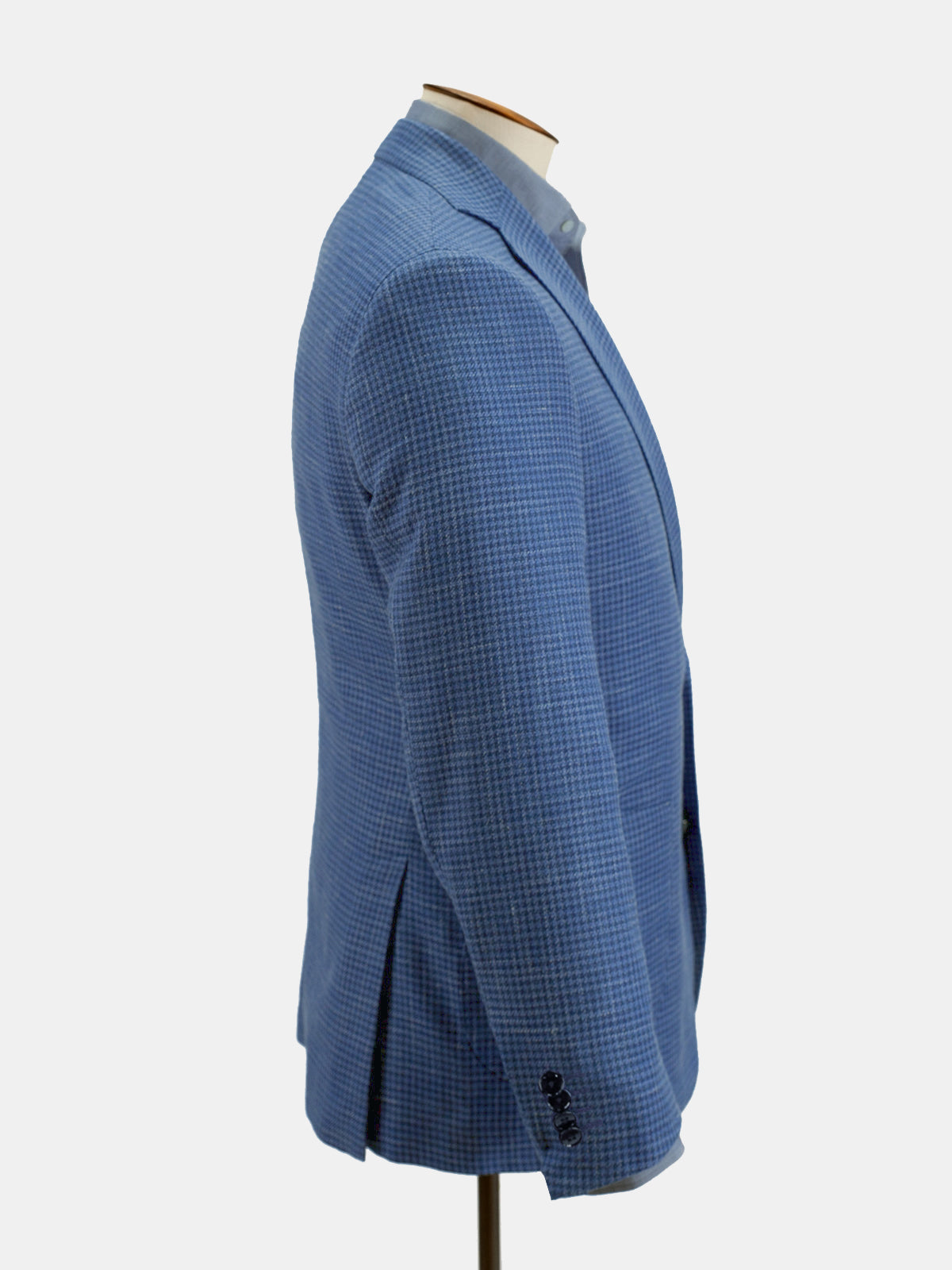 Lago Blazer Wool Silk & Linen - Houndstooth Caruso Blue