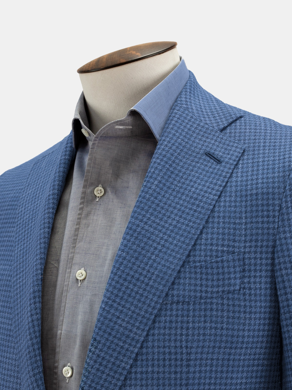 Lago Blazer Wool Silk & Linen - Houndstooth Caruso Blue