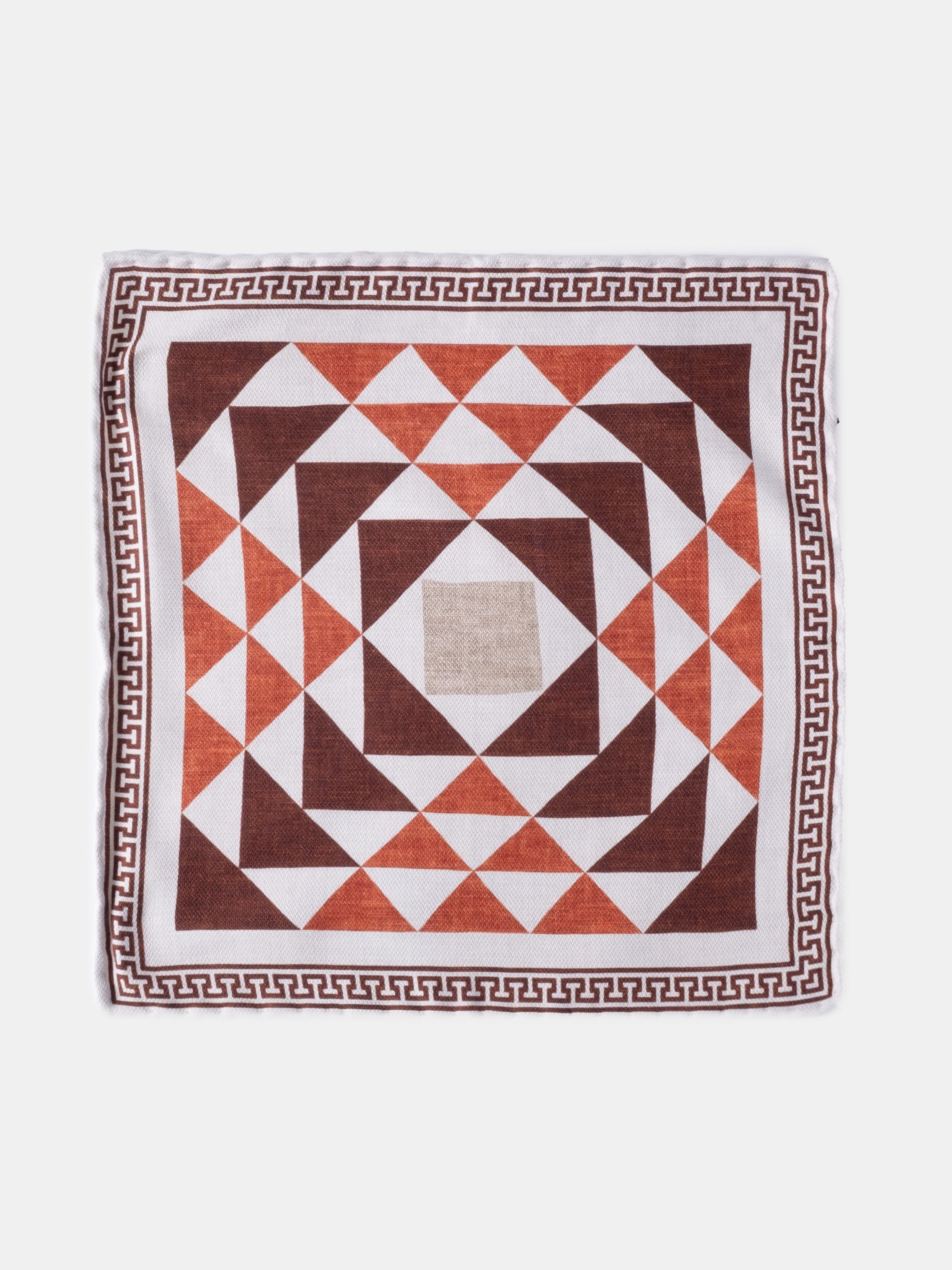 Meander Motif Silk Pochette - Bone & Burgundy