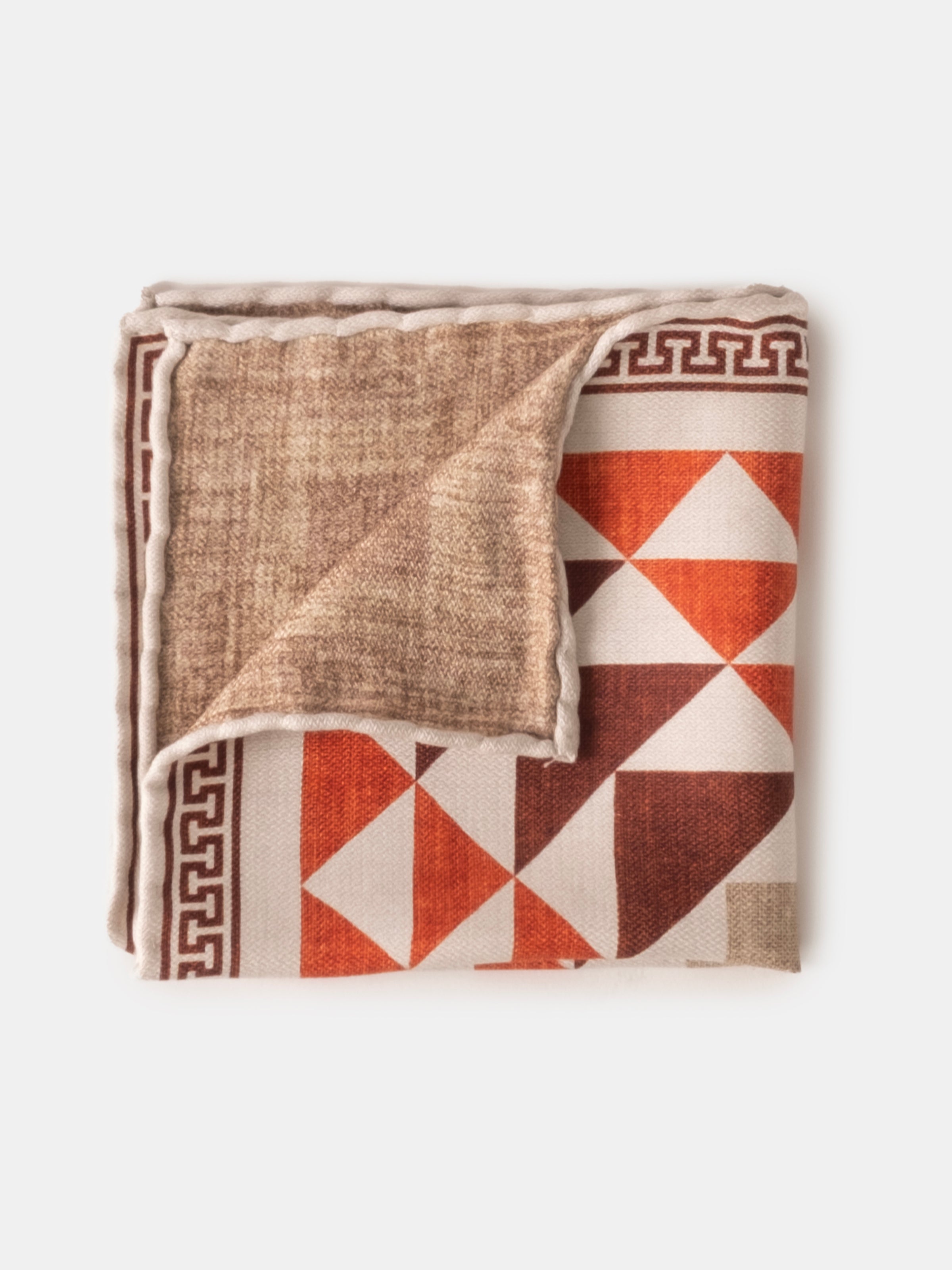 Meander Motif Silk Pochette - Bone & Burgundy