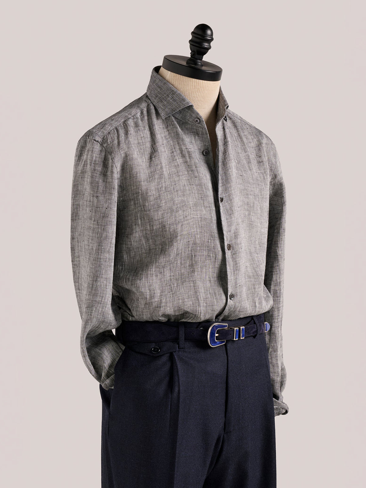 Christian Kimber Bronte Linen Evening Shirt - Charcoal