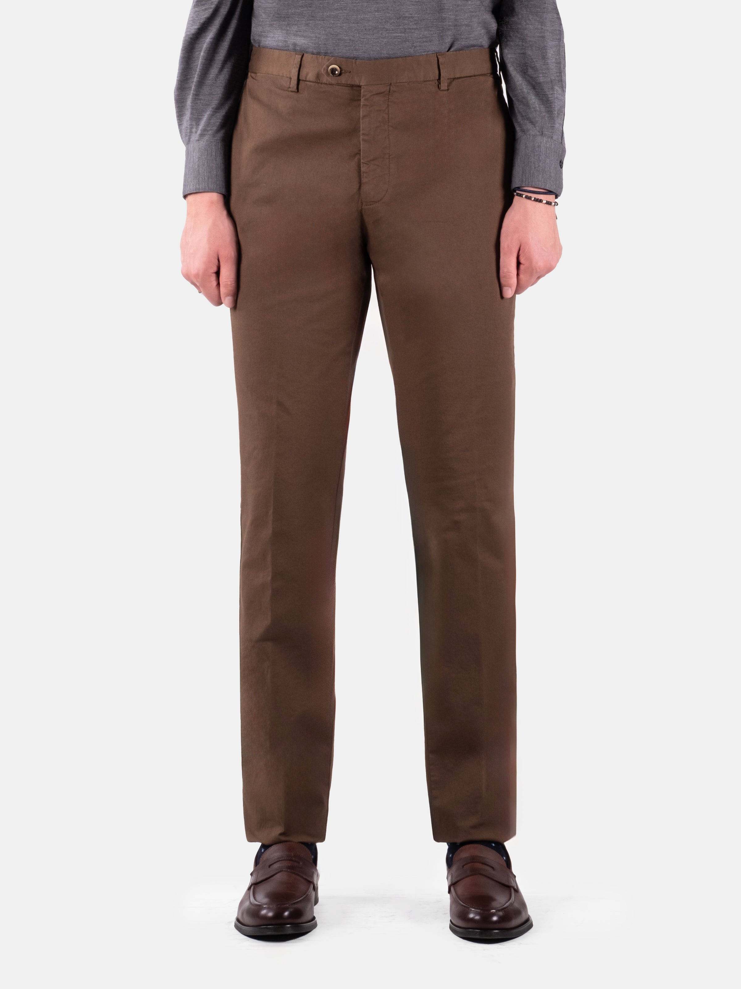 Serata Trouser - Cotton Stretch Chino Chocolate Garment Dyed