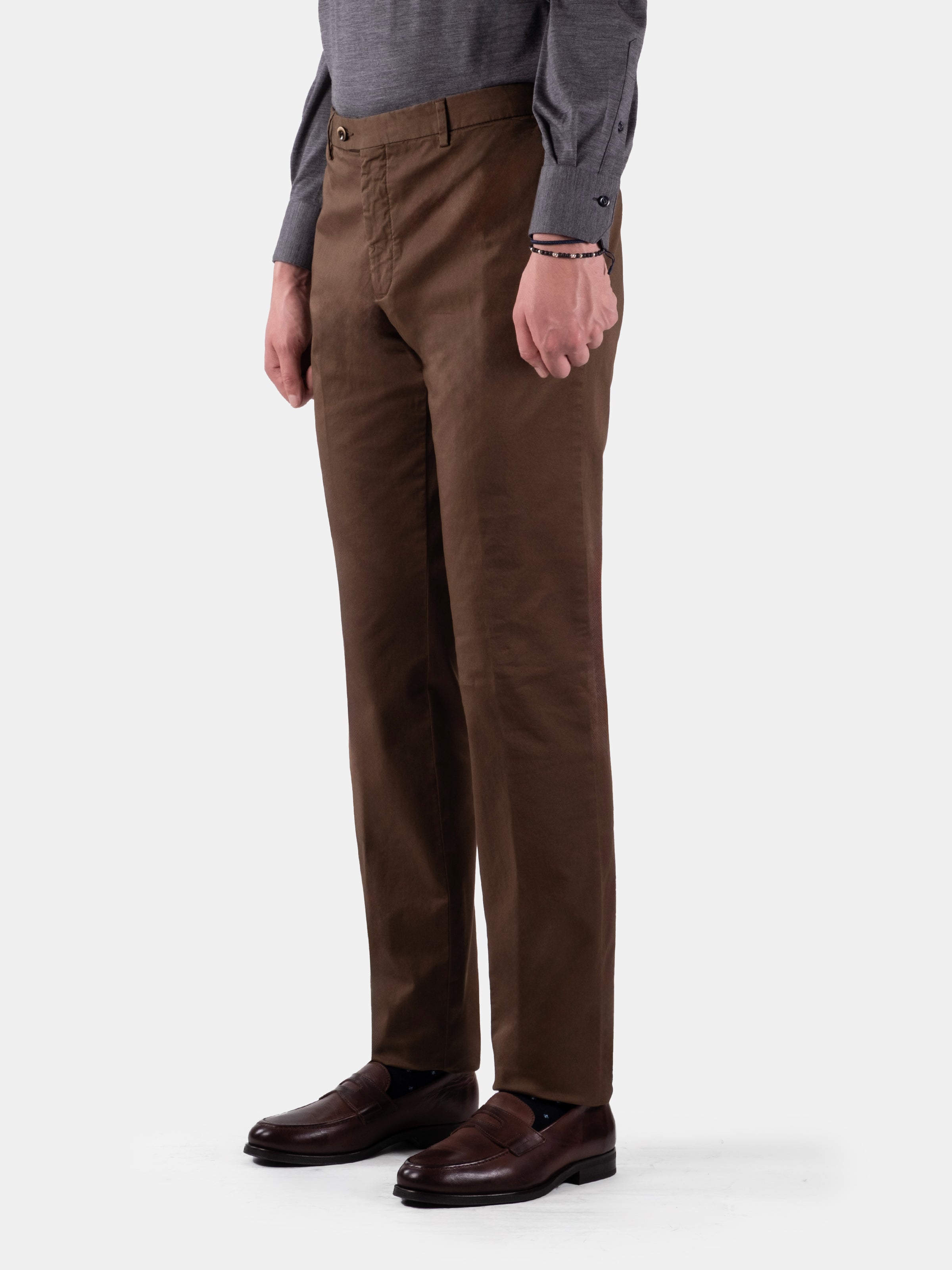 Serata Trouser - Cotton Stretch Chino Chocolate Garment Dyed