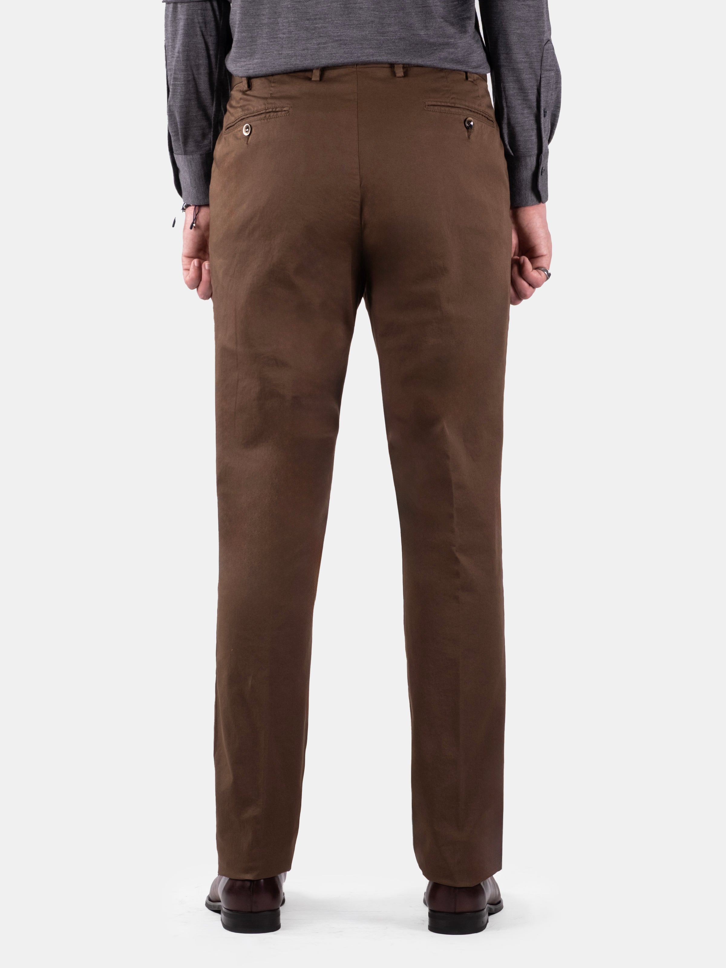 Serata Trouser - Cotton Stretch Chino Chocolate Garment Dyed