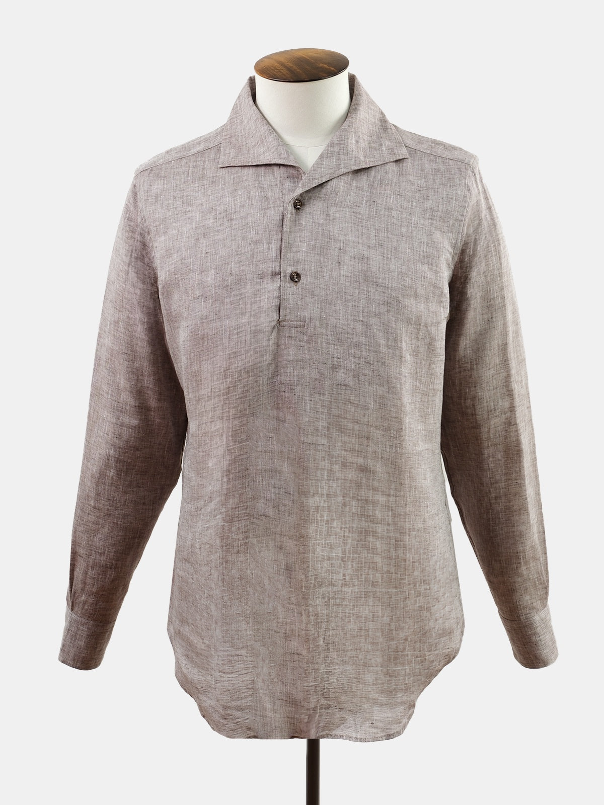 Rust Brown Linen Camp Collar Pullover Shirt - Sample  - LUCKY LAST