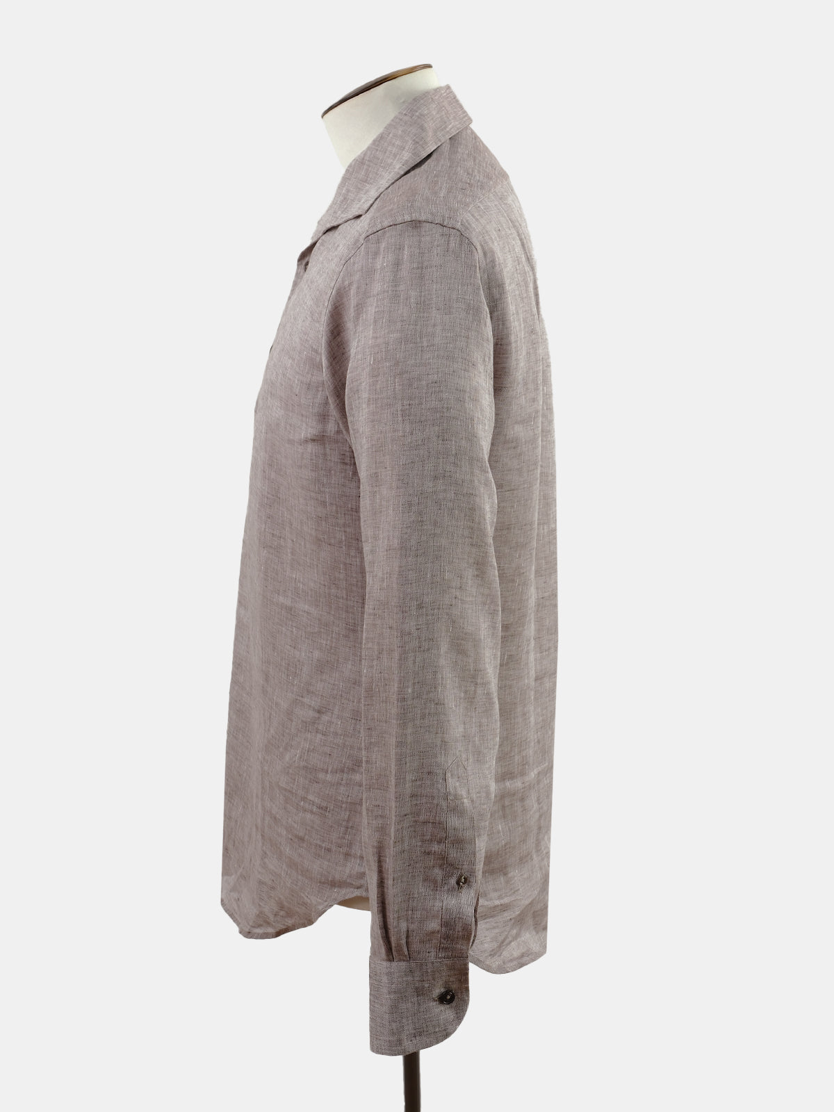 Rust Brown Linen Camp Collar Pullover Shirt - Sample  - LUCKY LAST